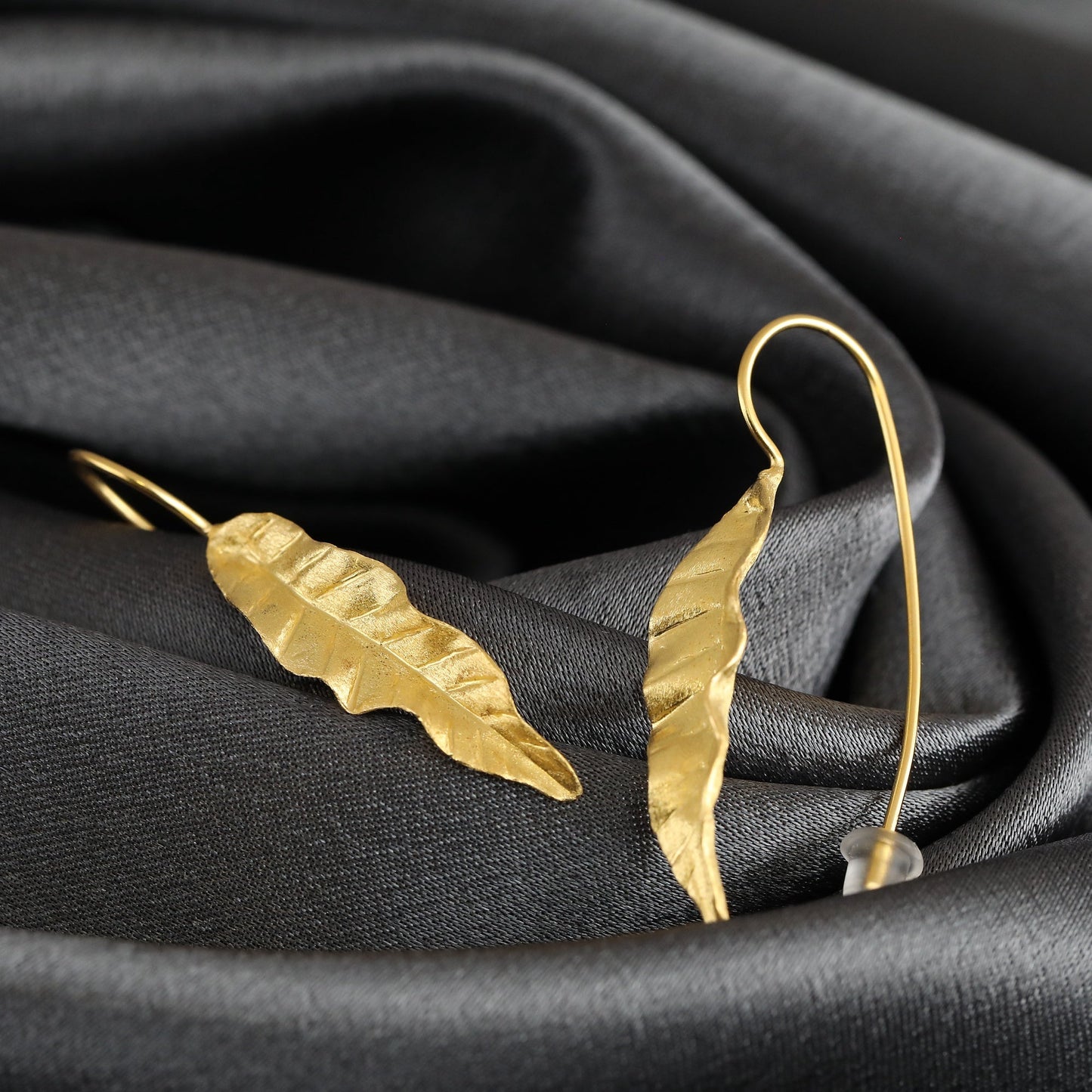 Long Leaves Earrings 925 Sterling Gold Plated Nature Jewelry Gift…