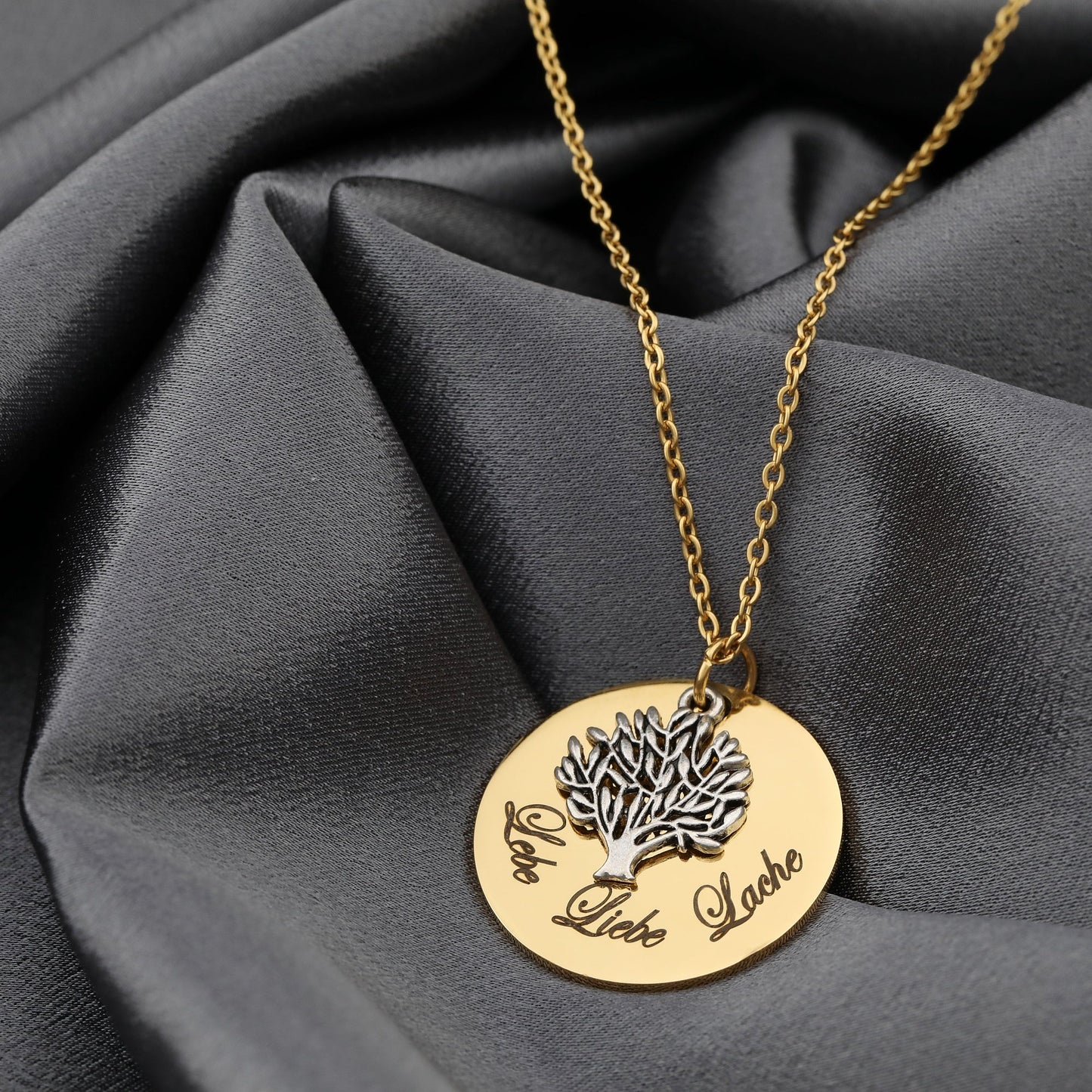 Live Love Laugh — Gold-Plated Stainless Steel Chain with Engravable…