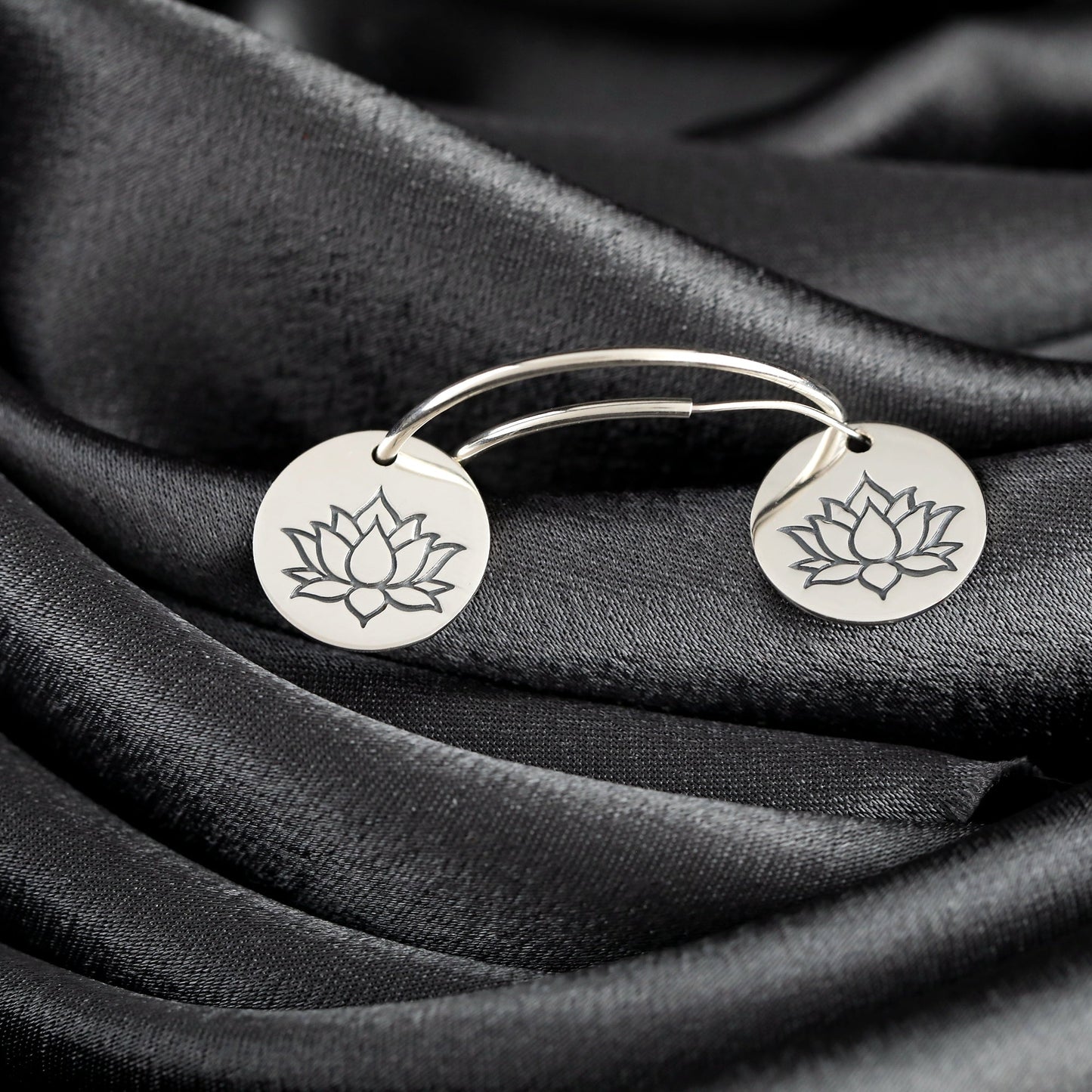 Lotus 925 Sterling Silver Creoles
