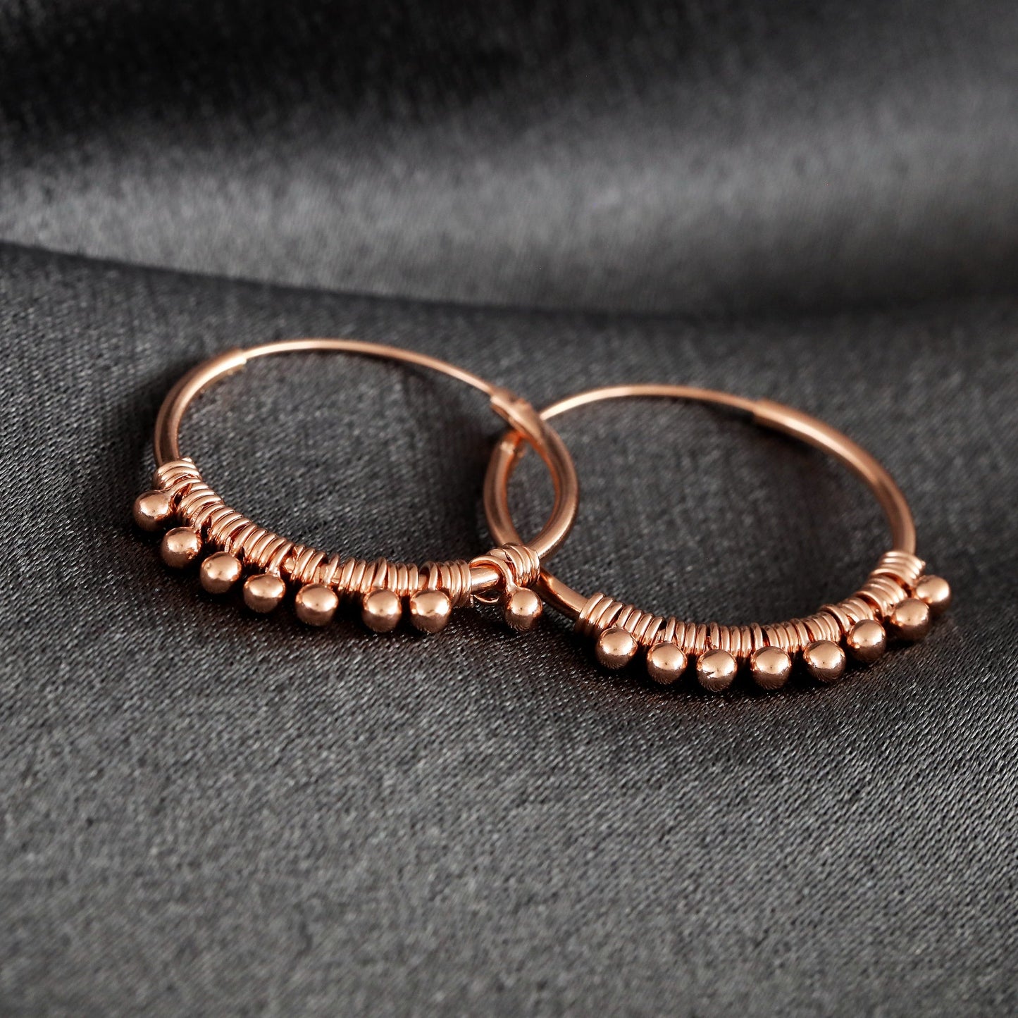 925 Rose Gold Plated Gypsy Hoop Earrings