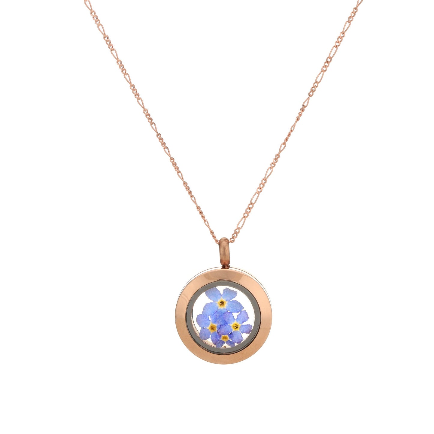 Rosegold gold plated medallion forget-me-not - 925 sterling gold…