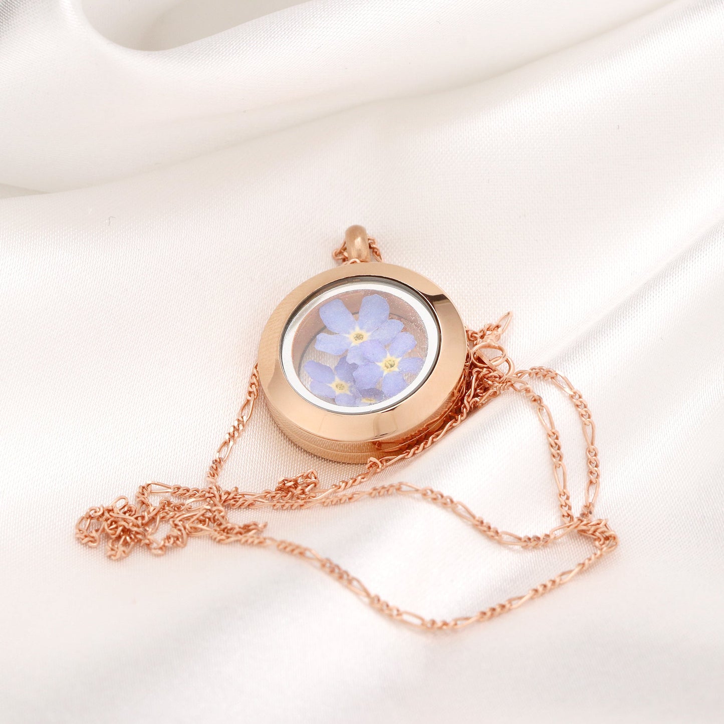 Rosegold gold plated medallion forget-me-not - 925 sterling gold…
