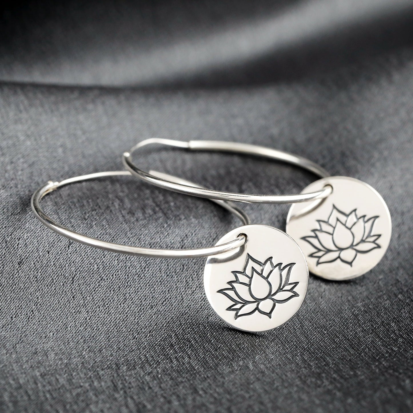 Lotus 925 Sterling Silver Creoles