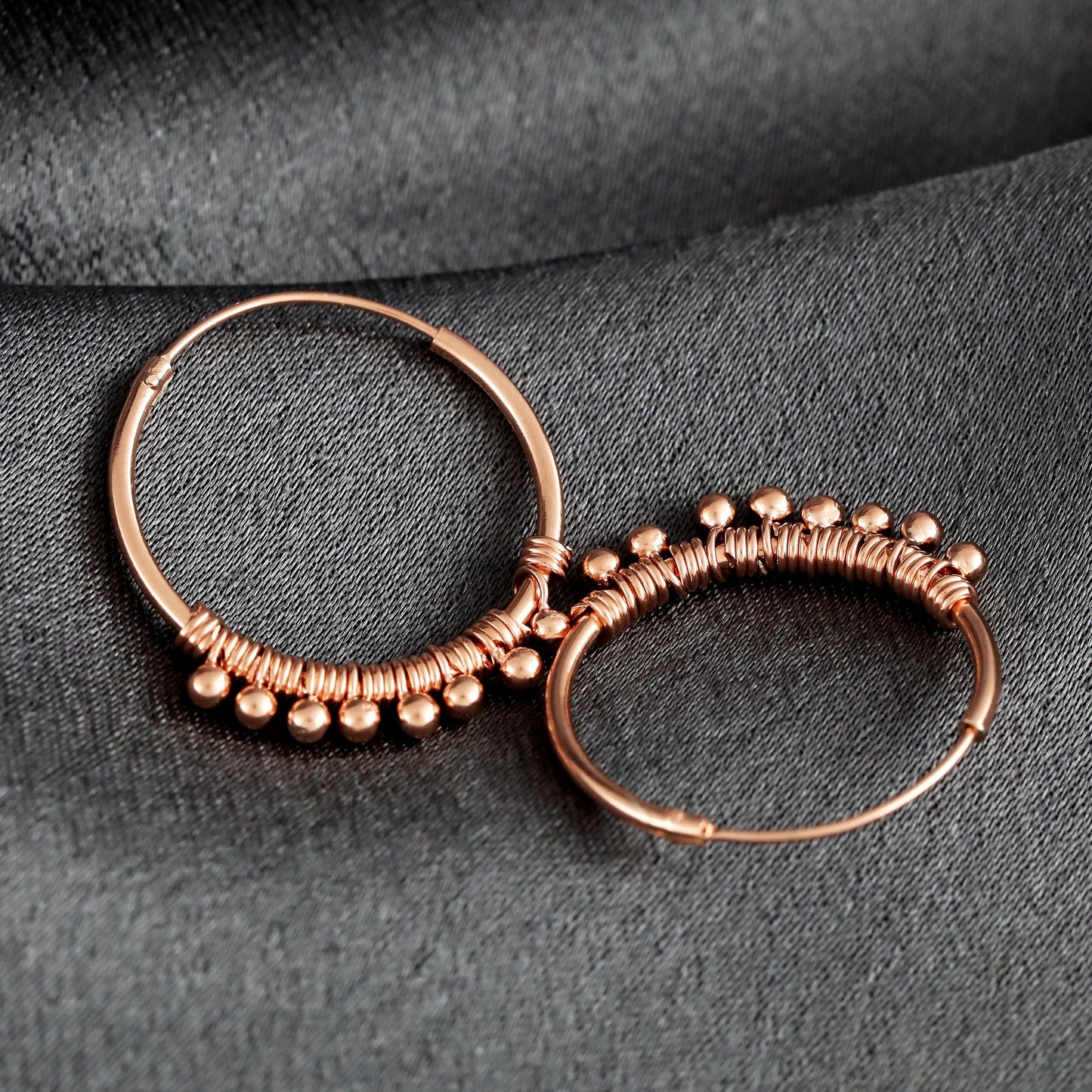 925 Rose Gold Plated Gypsy Hoop Earrings