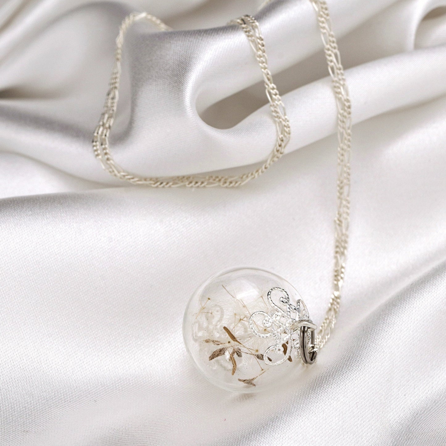 Pustflumen Seeds Pendant Necklace - 925 Sterling Silver Dried…