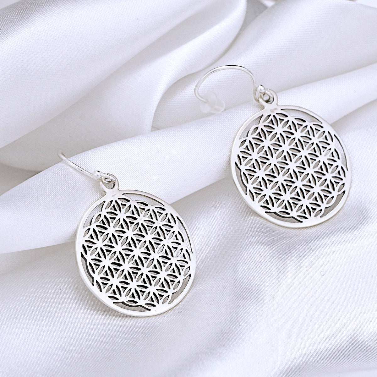 Flower of Life Earrings - 925 Sterling Silver - OHR925-114