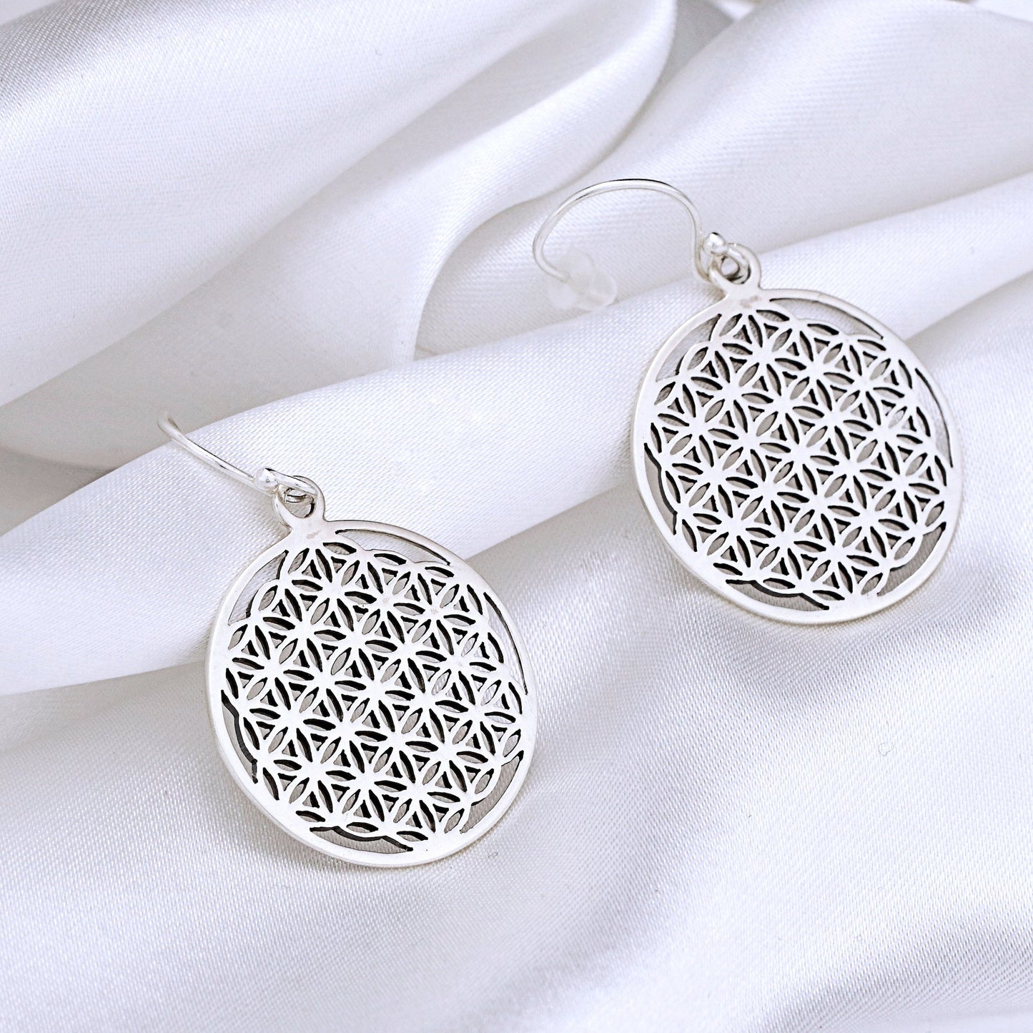 Floral Earrings 925 Sterling Silver Flower of Life Romantic Earrings…