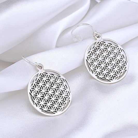 Floral Earrings 925 Sterling Silver Flower of Life Romantic Earrings…