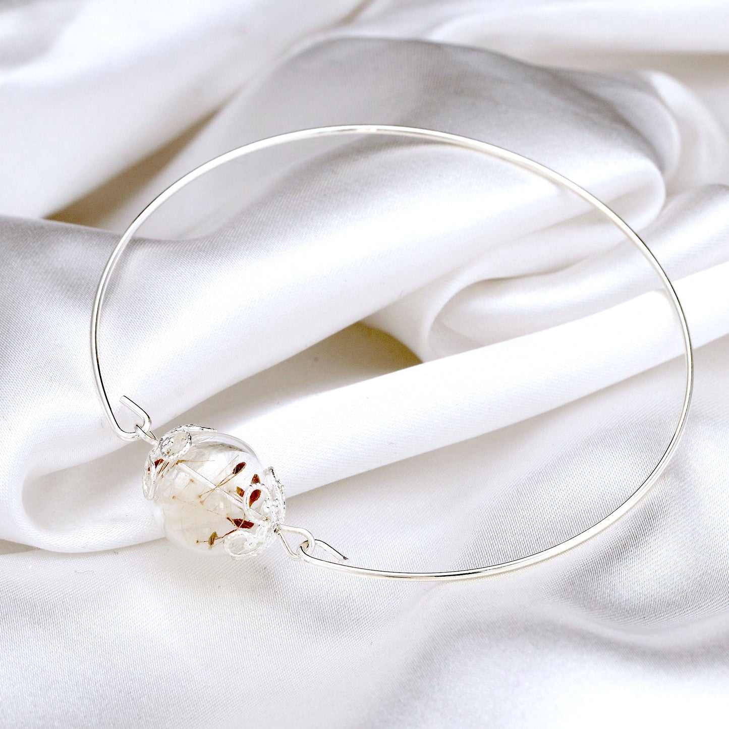 Elegant Pustflumen Seed Bangle - Minimalist Silver Plated Jewelry…