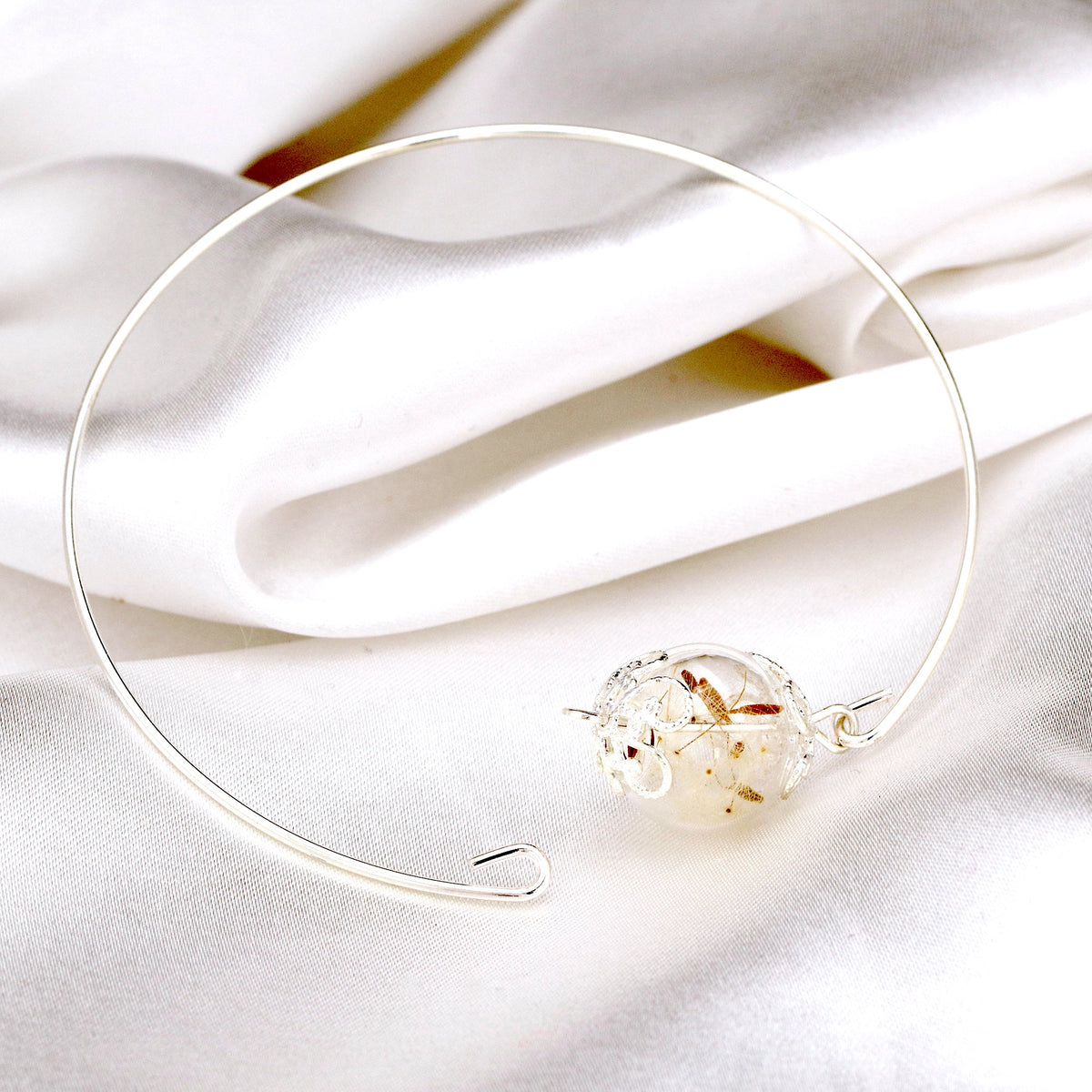 Elegant Dandelion Seed Bangle - Minimalist Silver-Plated Jewelry - RETARM-32
