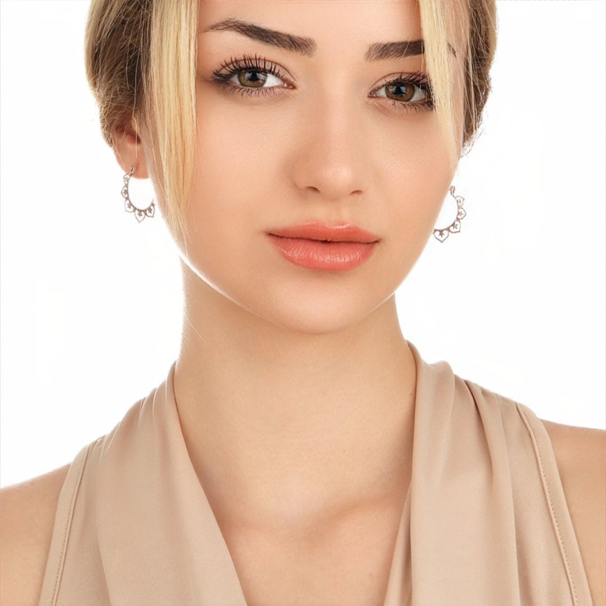 KARMA Oriental Hoop Earrings - 925 Sterling Silver Earrings - OHR925-84