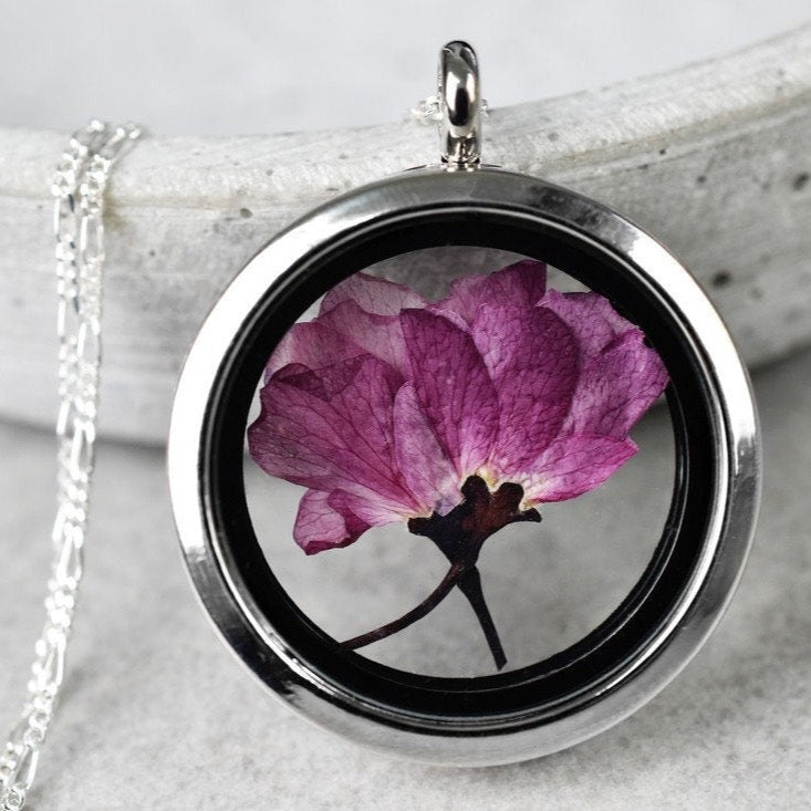Japanese sakura medallion - 925 sterling silver chain Sakura cherry…