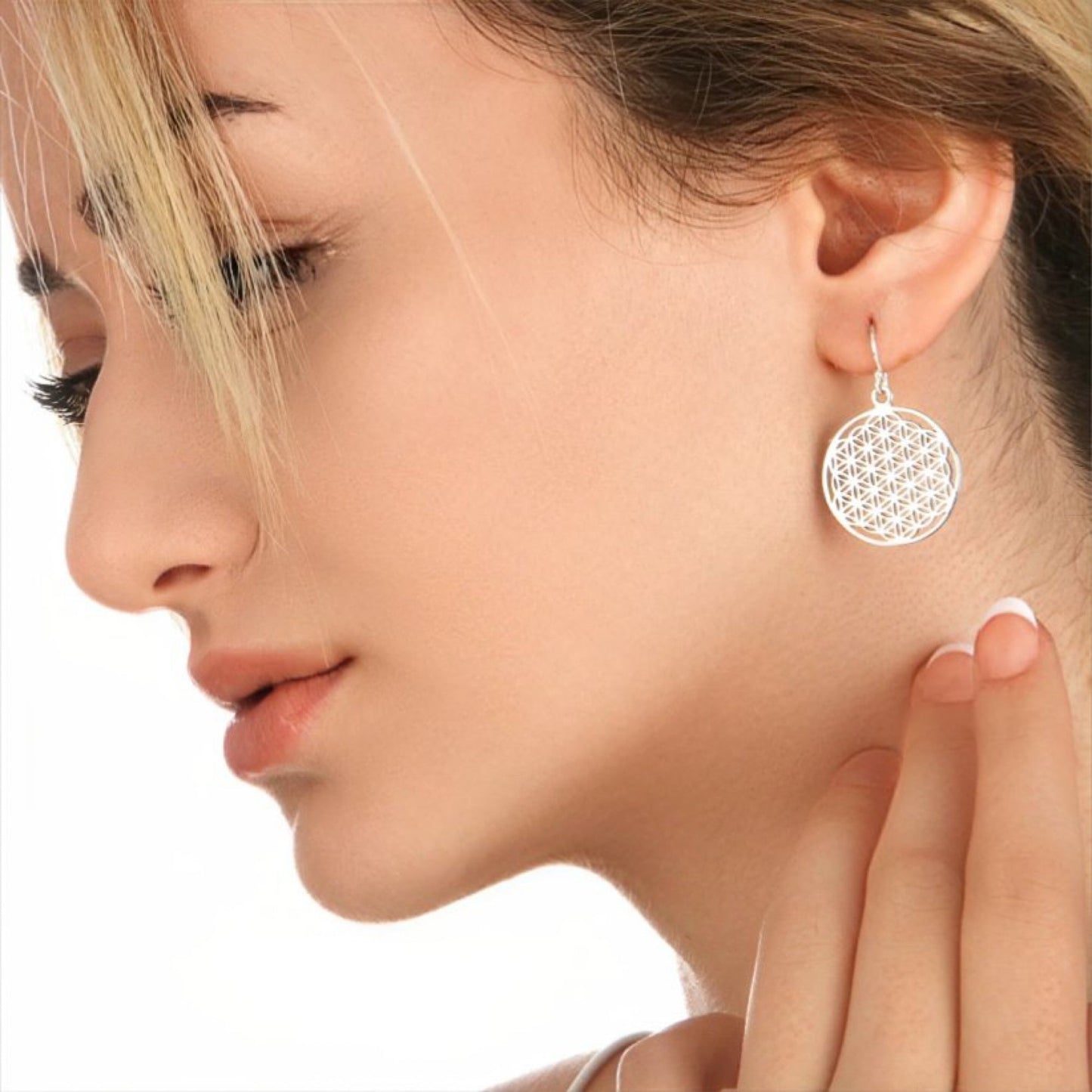 Floral Earrings 925 Sterling Silver Flower of Life Romantic Earrings…