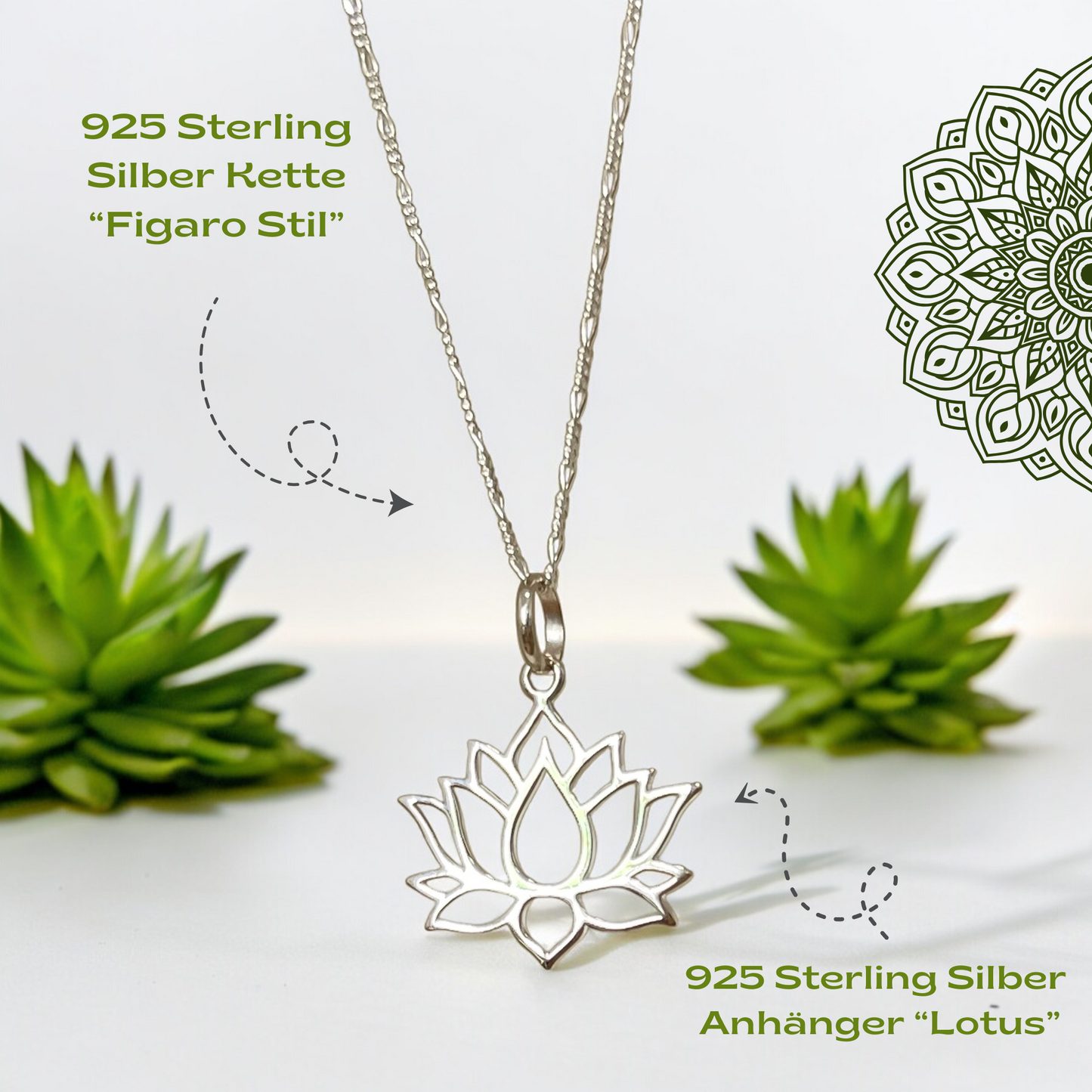 925 Sterling Silver Necklace with Lotus Pendant - Symbol of Purity…