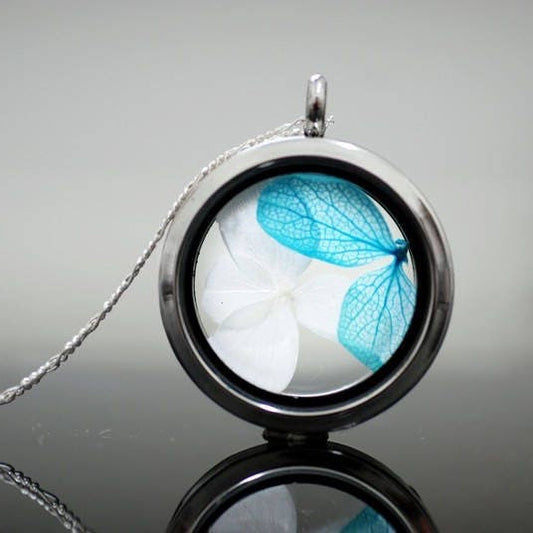 Hydranga Leaves Medallion Pendant Chain - 925 Sterling Silver Real…