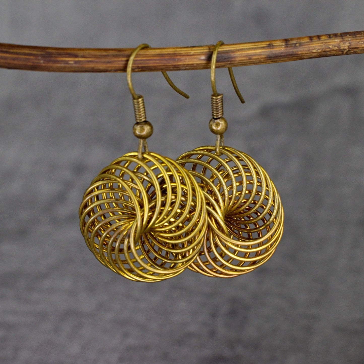 Bird's nest — bronze earrings in vintage style — 83