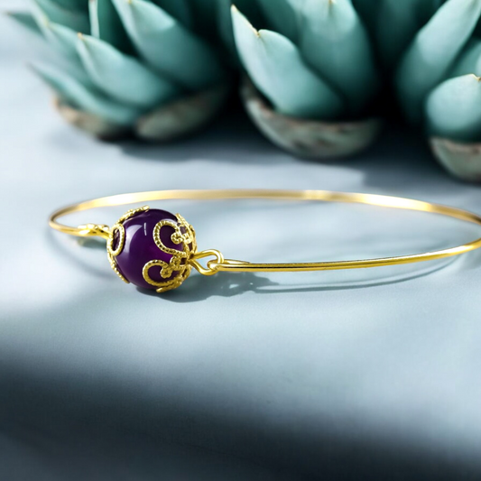 Amethyst Gold Bracelet - Gold Plated Minimalist Gem Aura Jewelry…