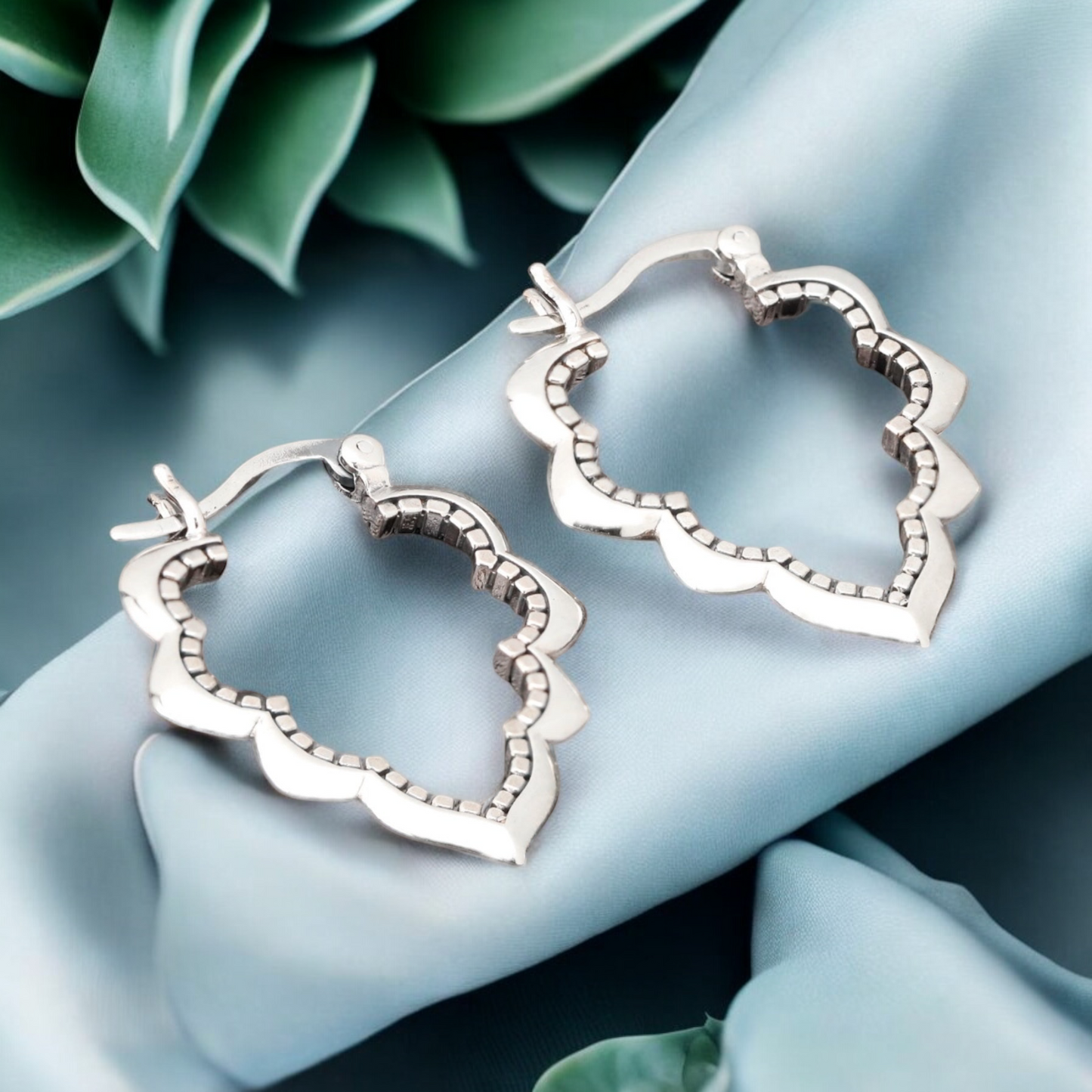 Drop Aura Ornament Earrings - 925 Sterling Silver Oriental Fairytale…