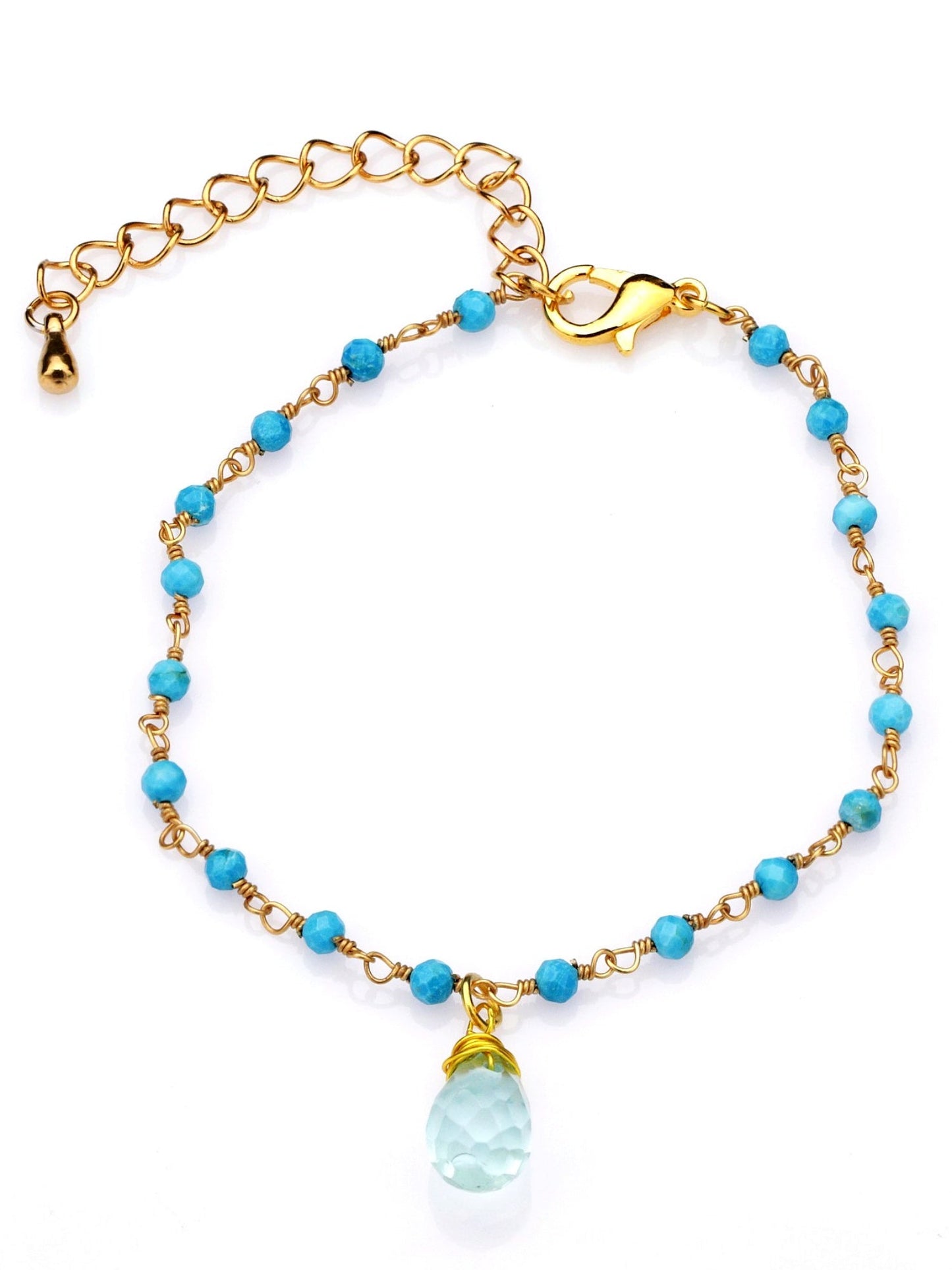 Chalcedony & Turquoise Gemstone Bracelet Gold - RETARM-35