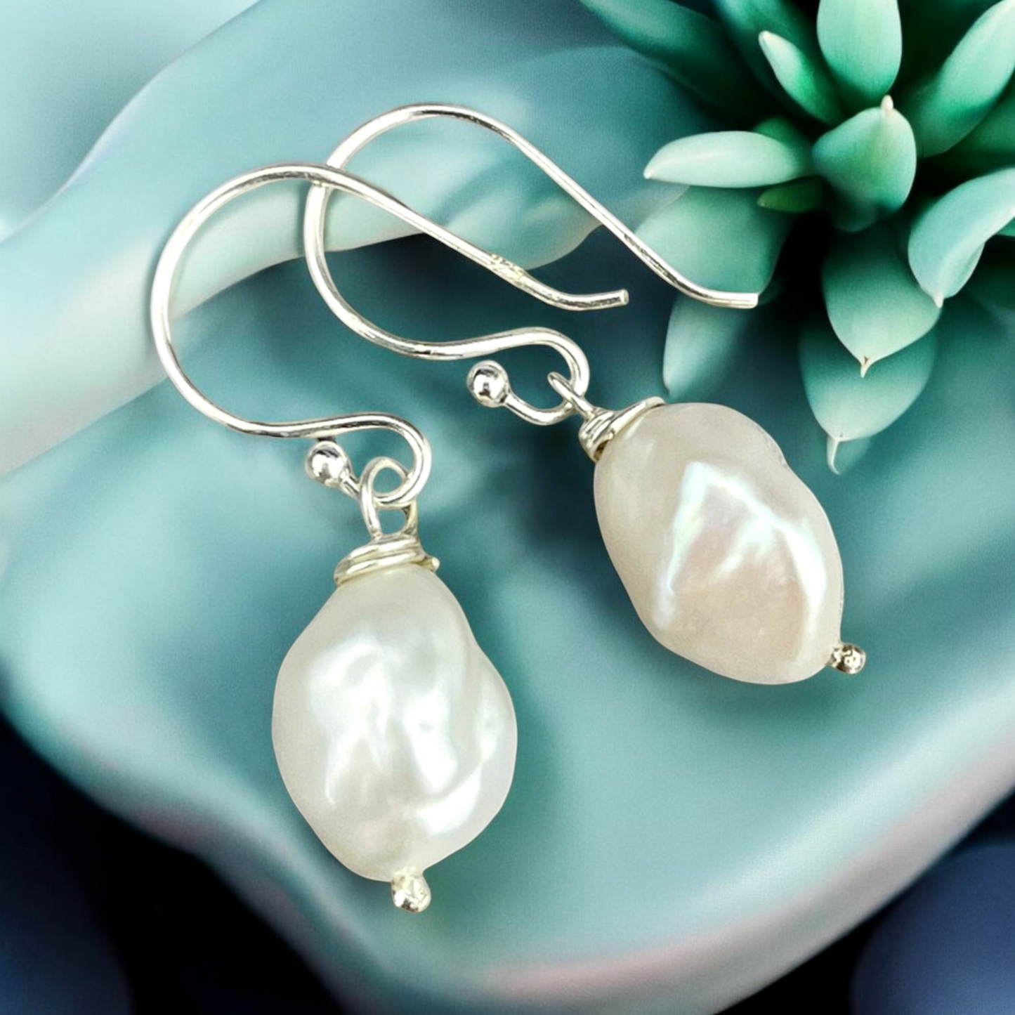 Baroque freshwater pearl earrings - beads drop earrings — 132