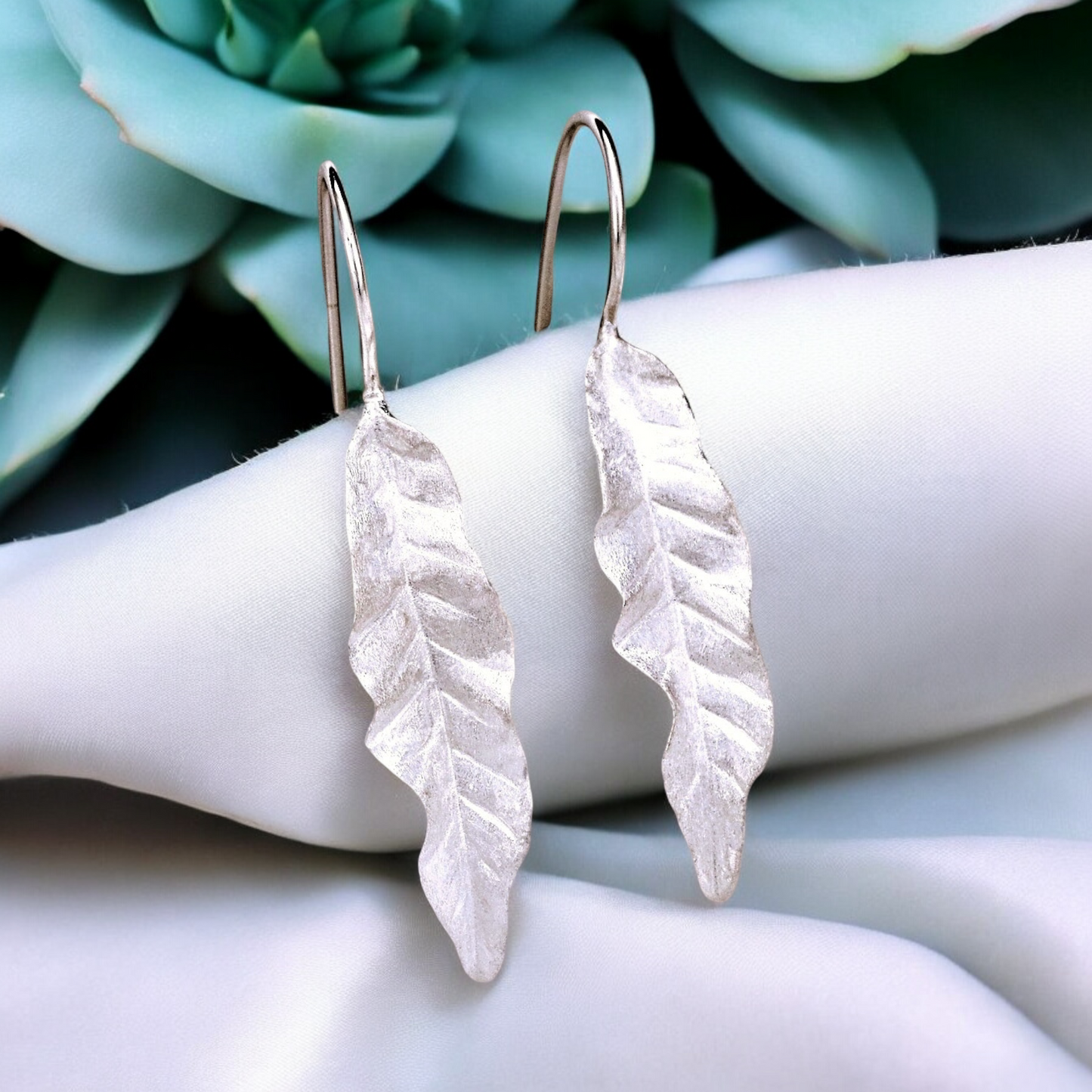 Long Leaves Earrings - 925 Sterling Silver Earrings - Elegant Nature…