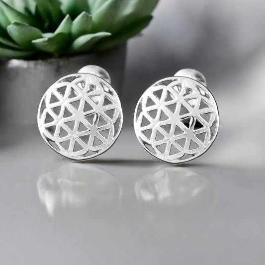 925 Sterling Silver Studs Flower of Life
