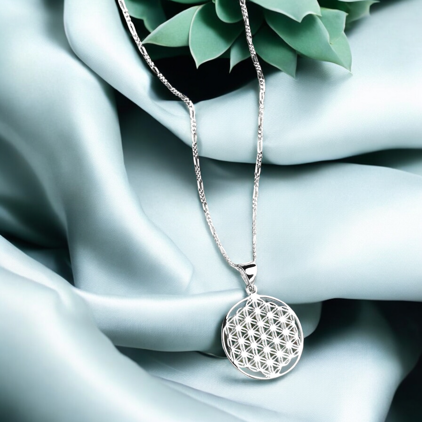 925 Sterling Silver Necklace Flower of Life