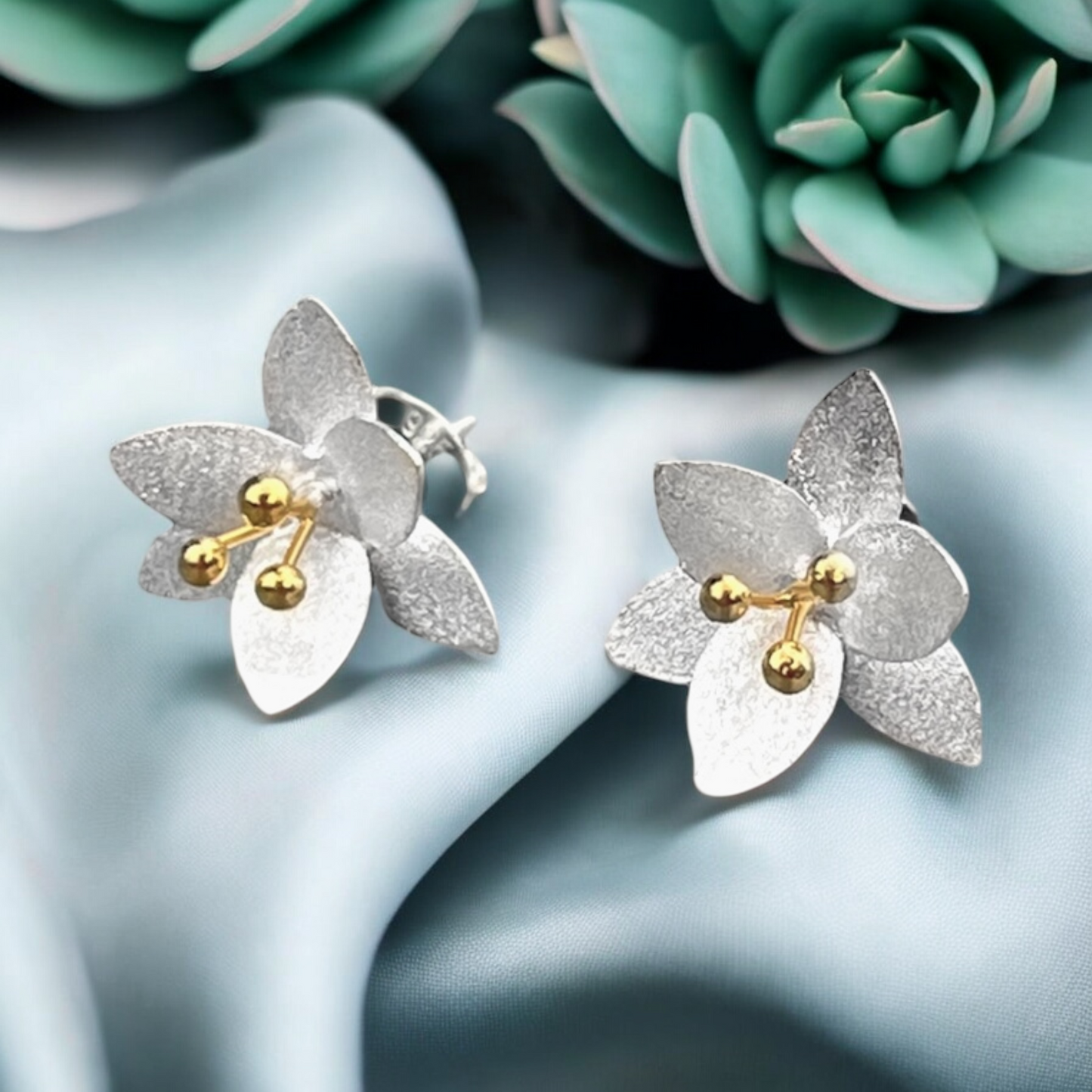 Blossoms — 925 Sterling Silver Studs Bicolor