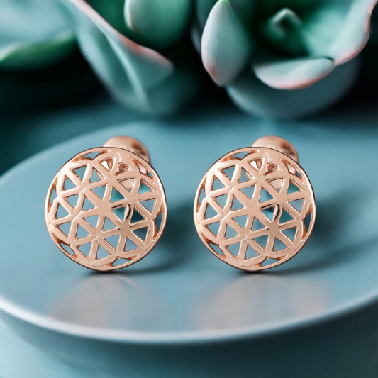 925 Rosegold Gilded Stud Earrings Flower of Life — 83
