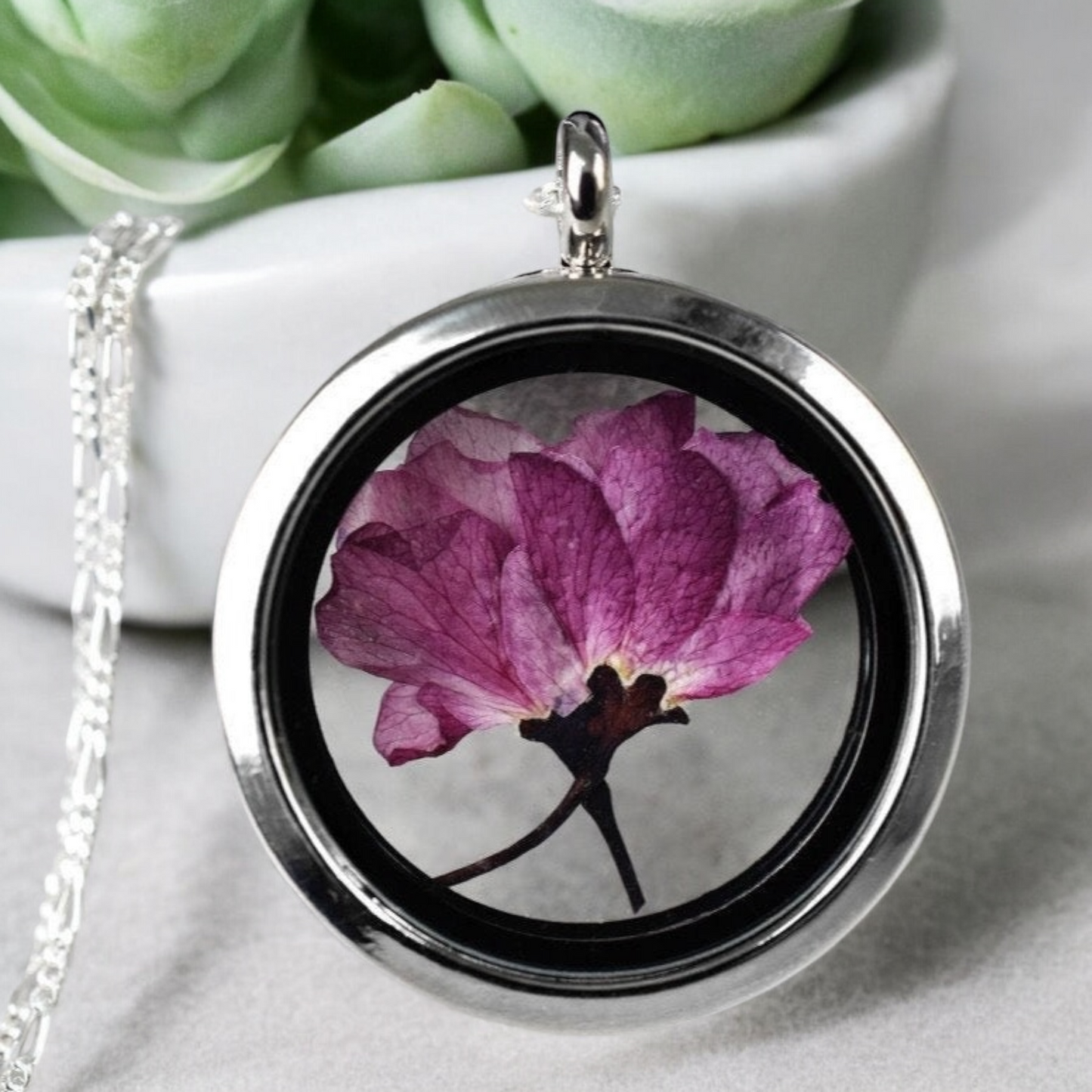 Japanese sakura medallion - 925 sterling silver chain Sakura cherry…