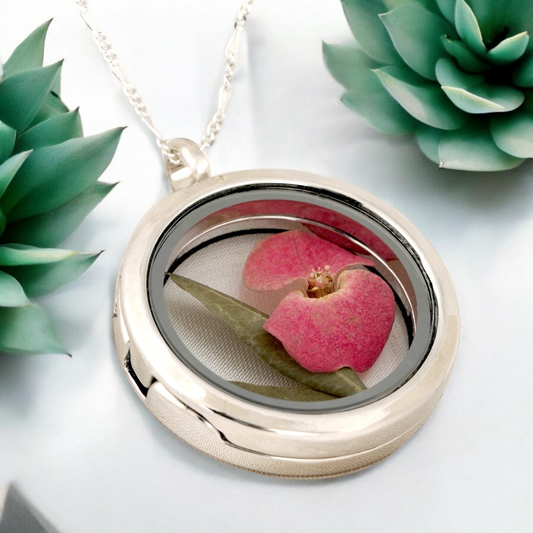 Christ Thorn Green Leaf Glass Locket Amulet Chain - 925 Sterling…