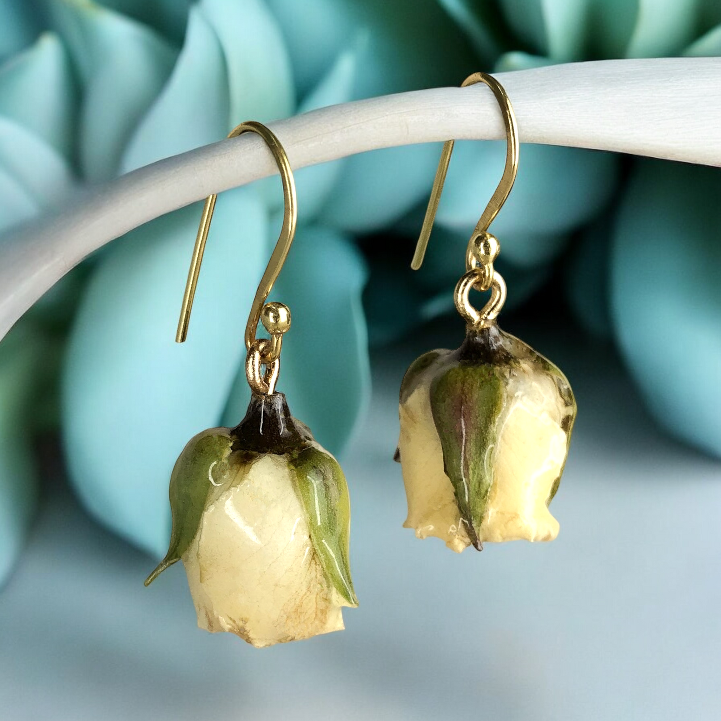 925 sterling gold-plated earrings with real roses