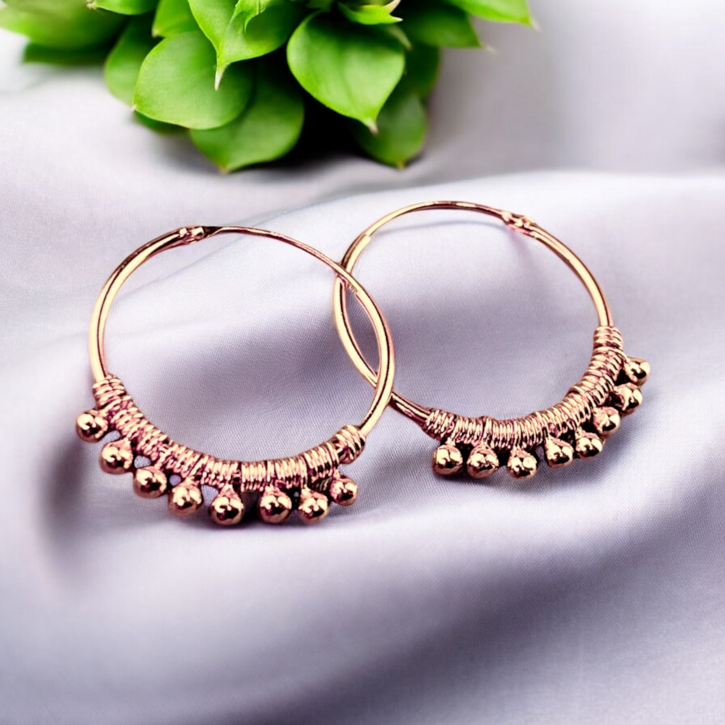 925 Rose Gold Plated Gypsy Hoop Earrings