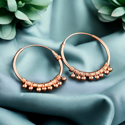 925 Rose Gold Plated Gypsy Hoop Earrings