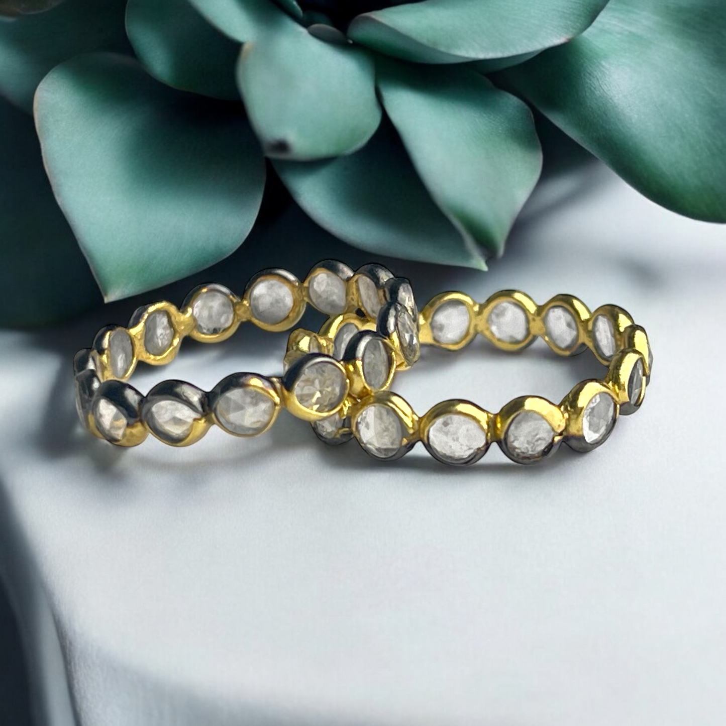 Gold-Plated Stainless Steel Ring with Herkimer Diamonds…