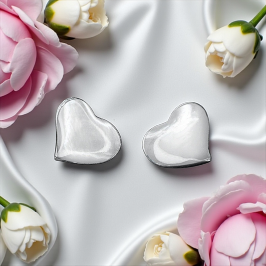 Heart-shaped mother of pearl earrings made of 925 sterling silver — 94