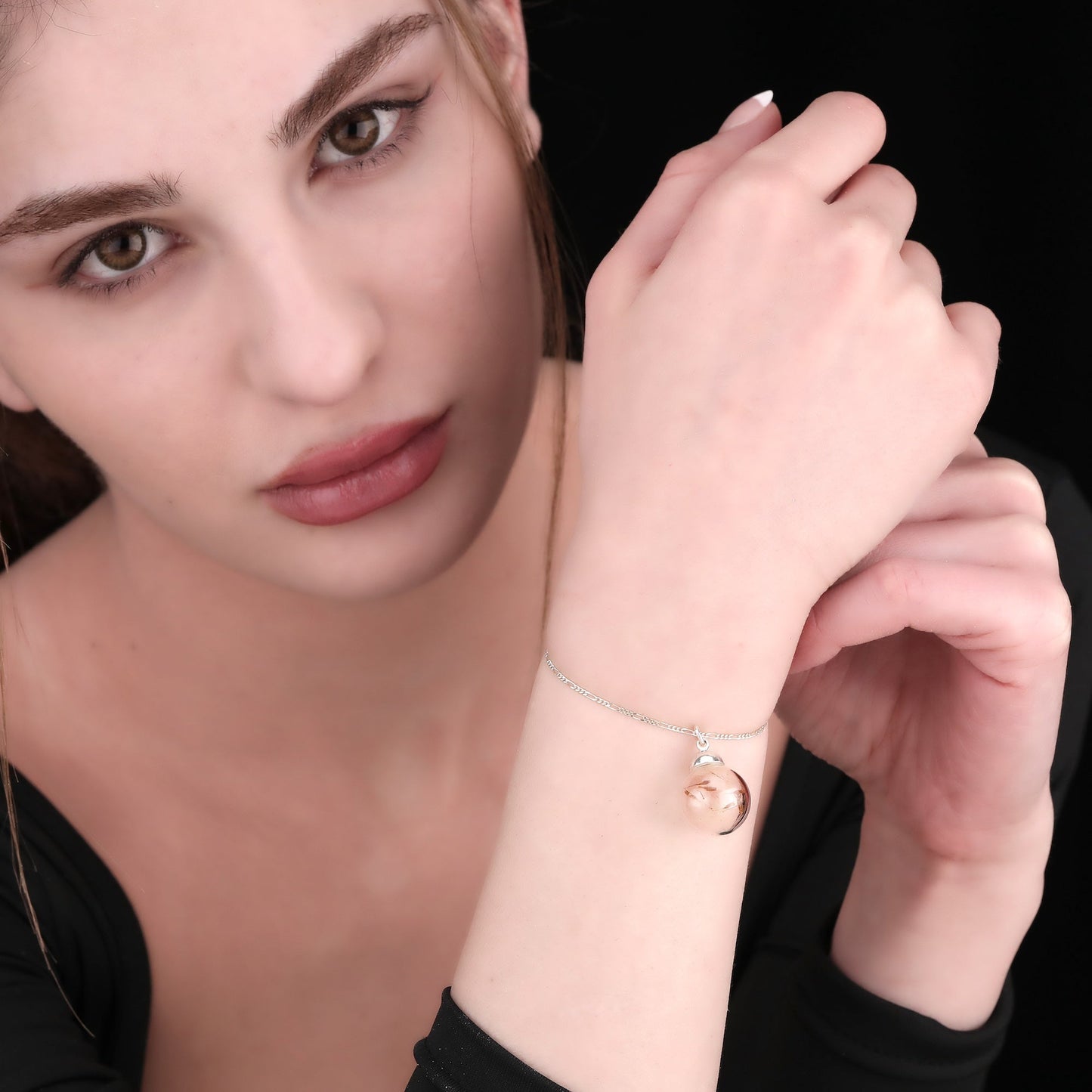 925 Sterling Silver genuine pulse flowers bracelet
