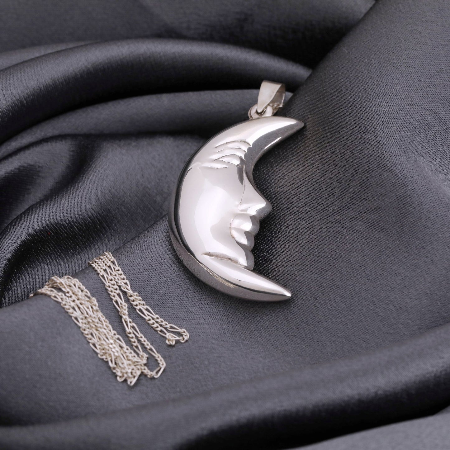 925 Crescent Moon Sterling Silver Necklace