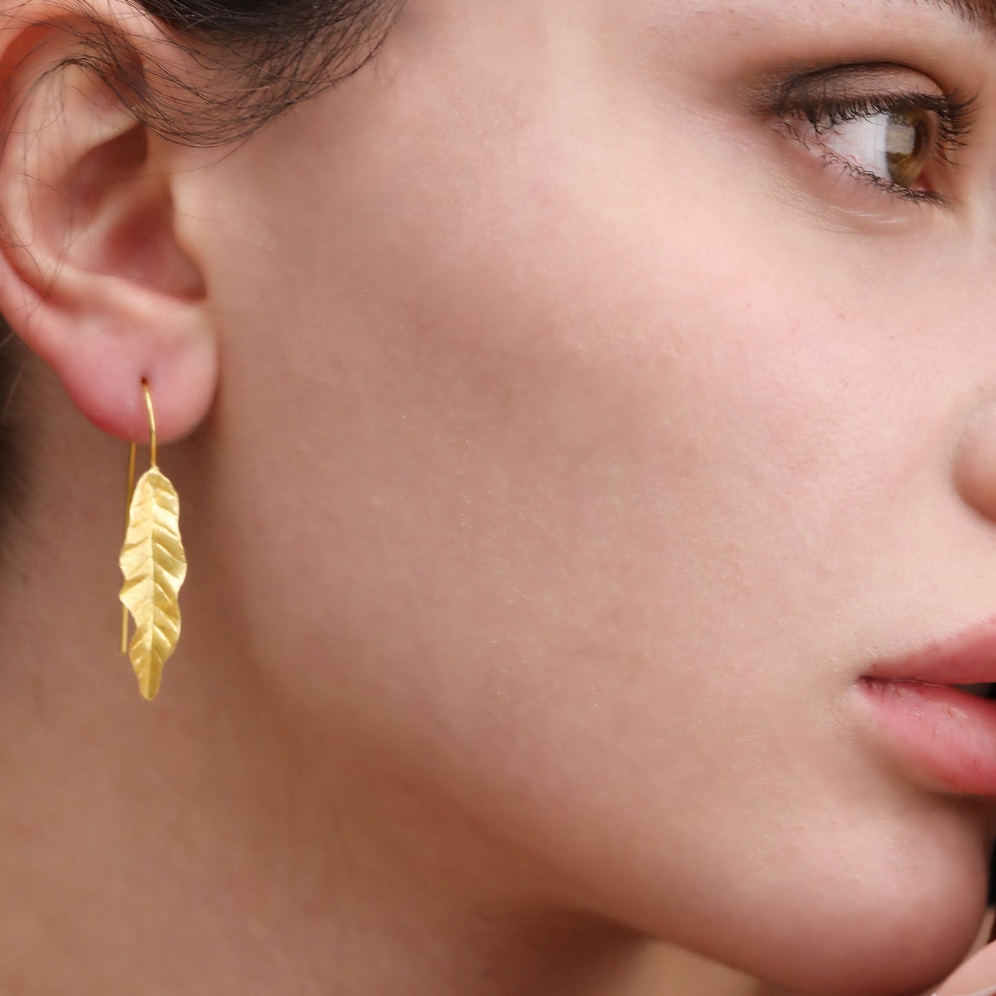 Long Leaves Earrings 925 Sterling Gold Plated Nature Jewelry Gift…