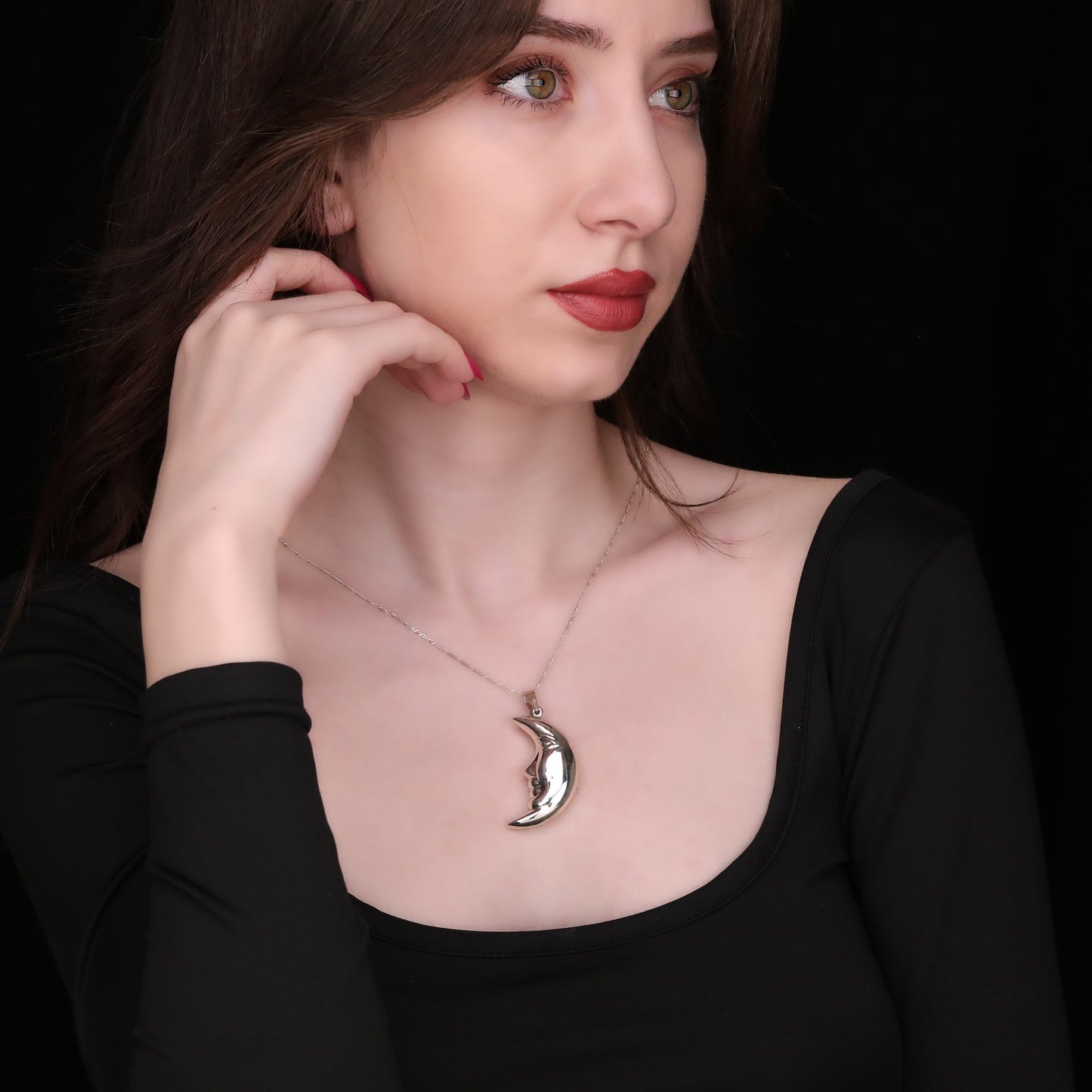 925 Crescent Moon Sterling Silver Necklace