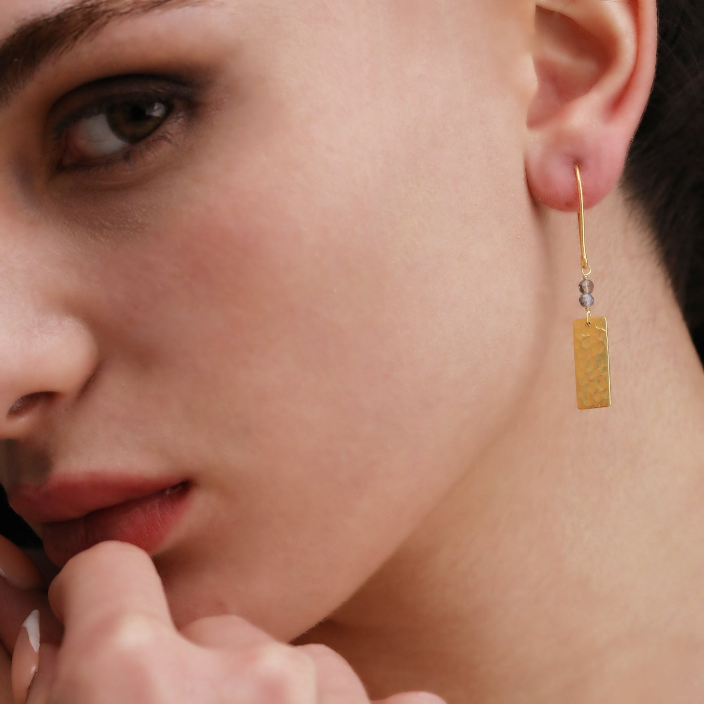 Labradorite Gemstone Earrings - 925 Sterling Gold Gold Plated…