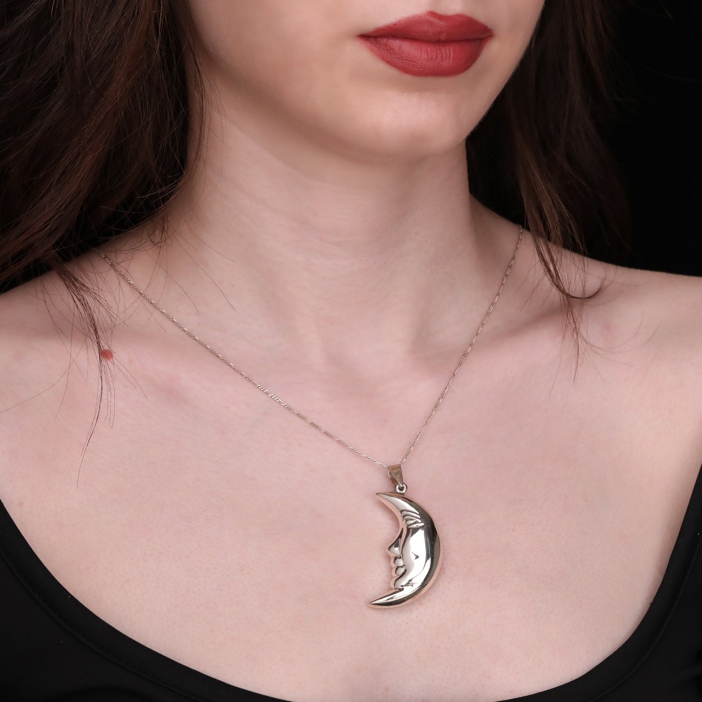 925 Crescent Moon Sterling Silver Necklace