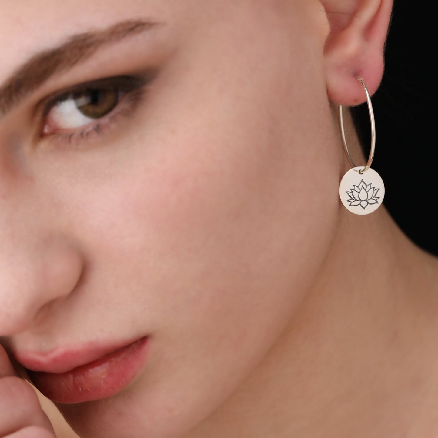 Lotus 925 Sterling Silver Creoles