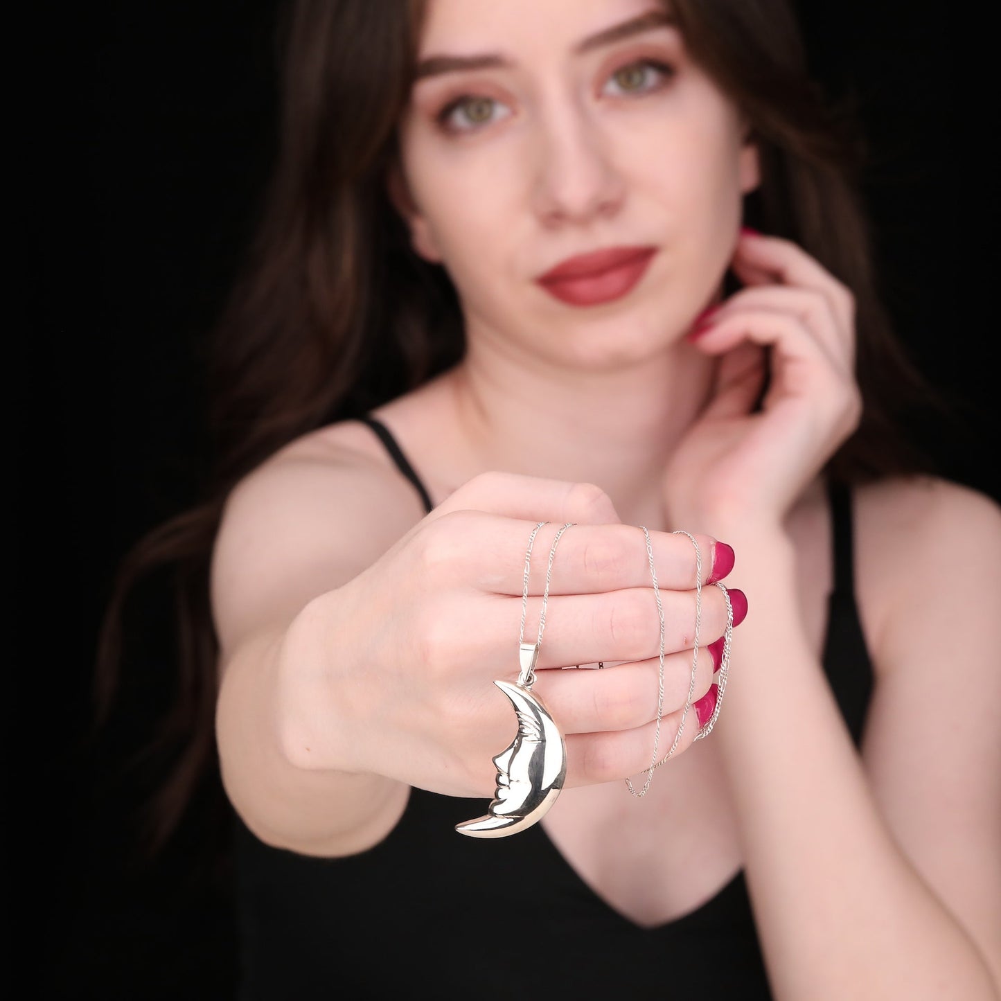 925 Crescent Moon Sterling Silver Necklace