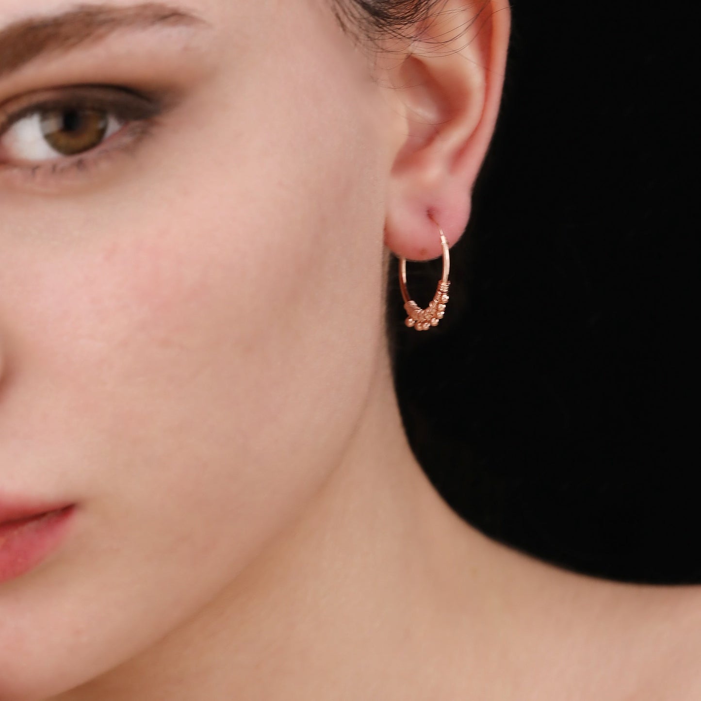 925 Rose Gold Plated Gypsy Hoop Earrings
