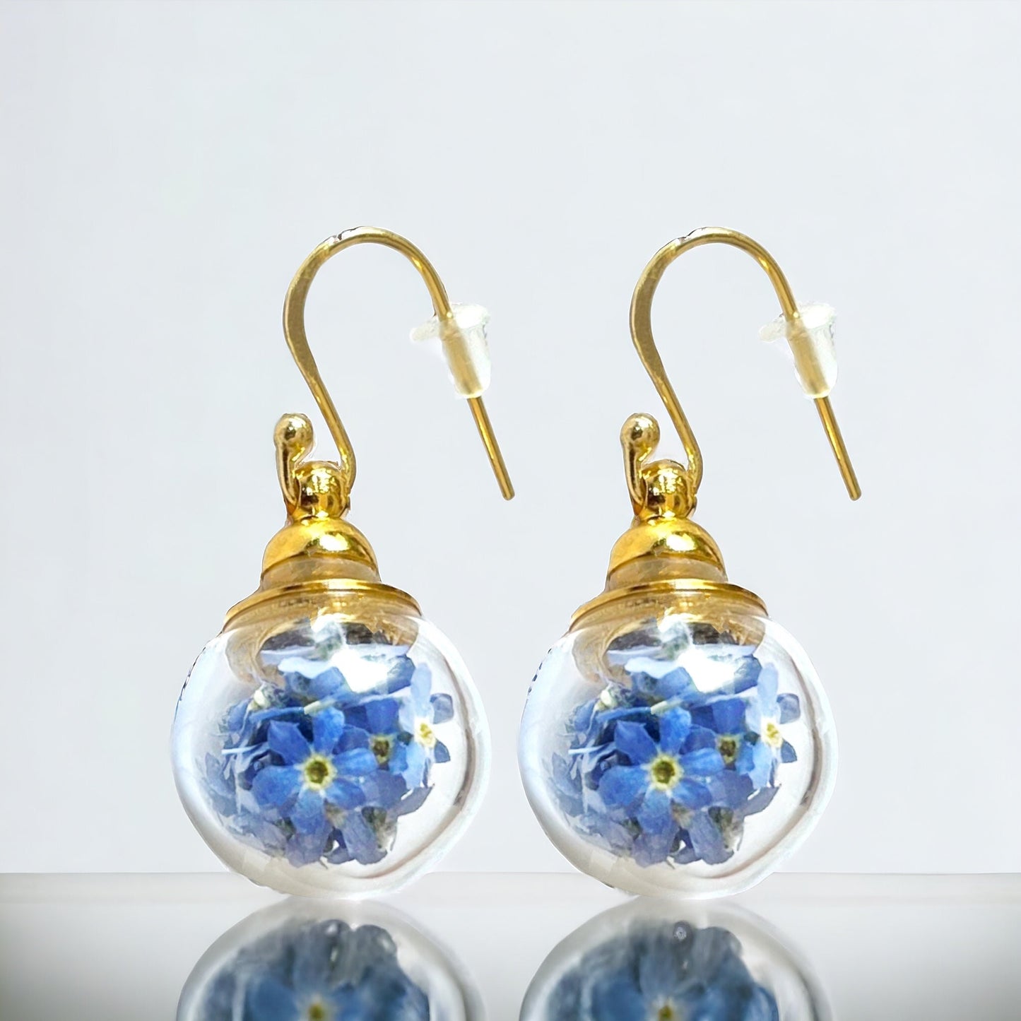 Handmade Forget-Me-Not Ball Earrings from Berlin – 925 Sterling Gold…
