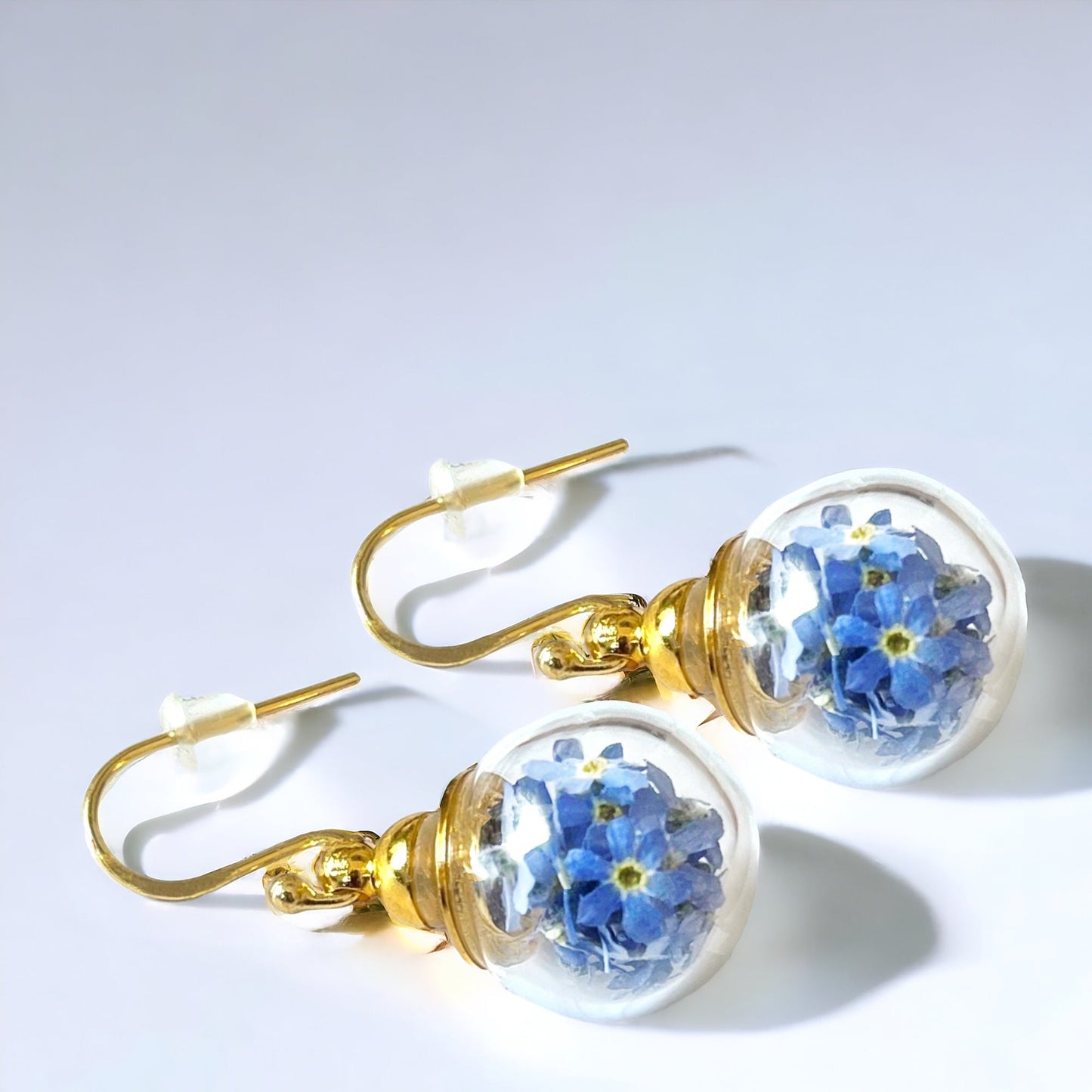 Handmade Forget-Me-Not Ball Earrings from Berlin – 925 Sterling Gold…