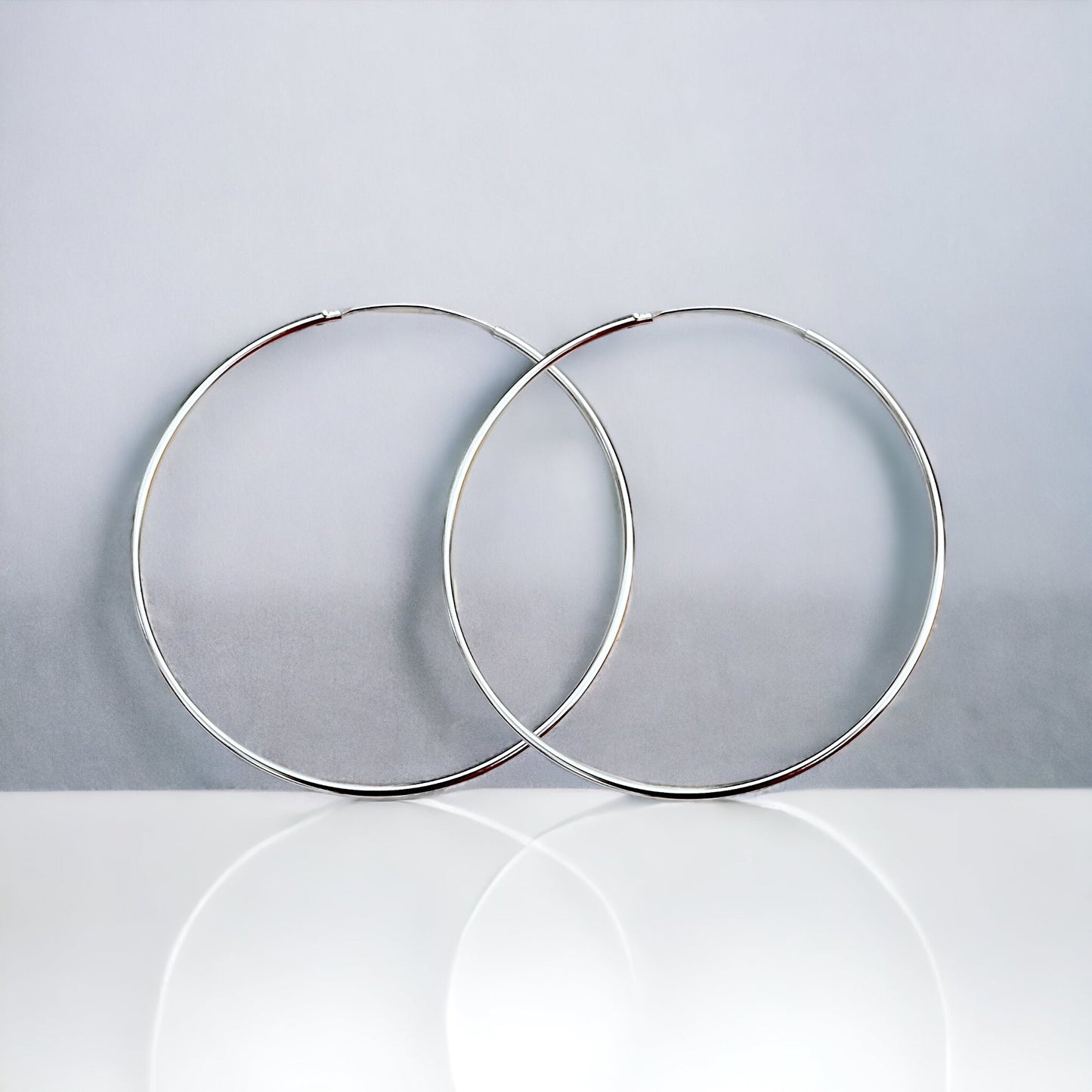 Pure Elegance: 925 Sterling Silver XL Hoop Earrings in a Minimalist…
