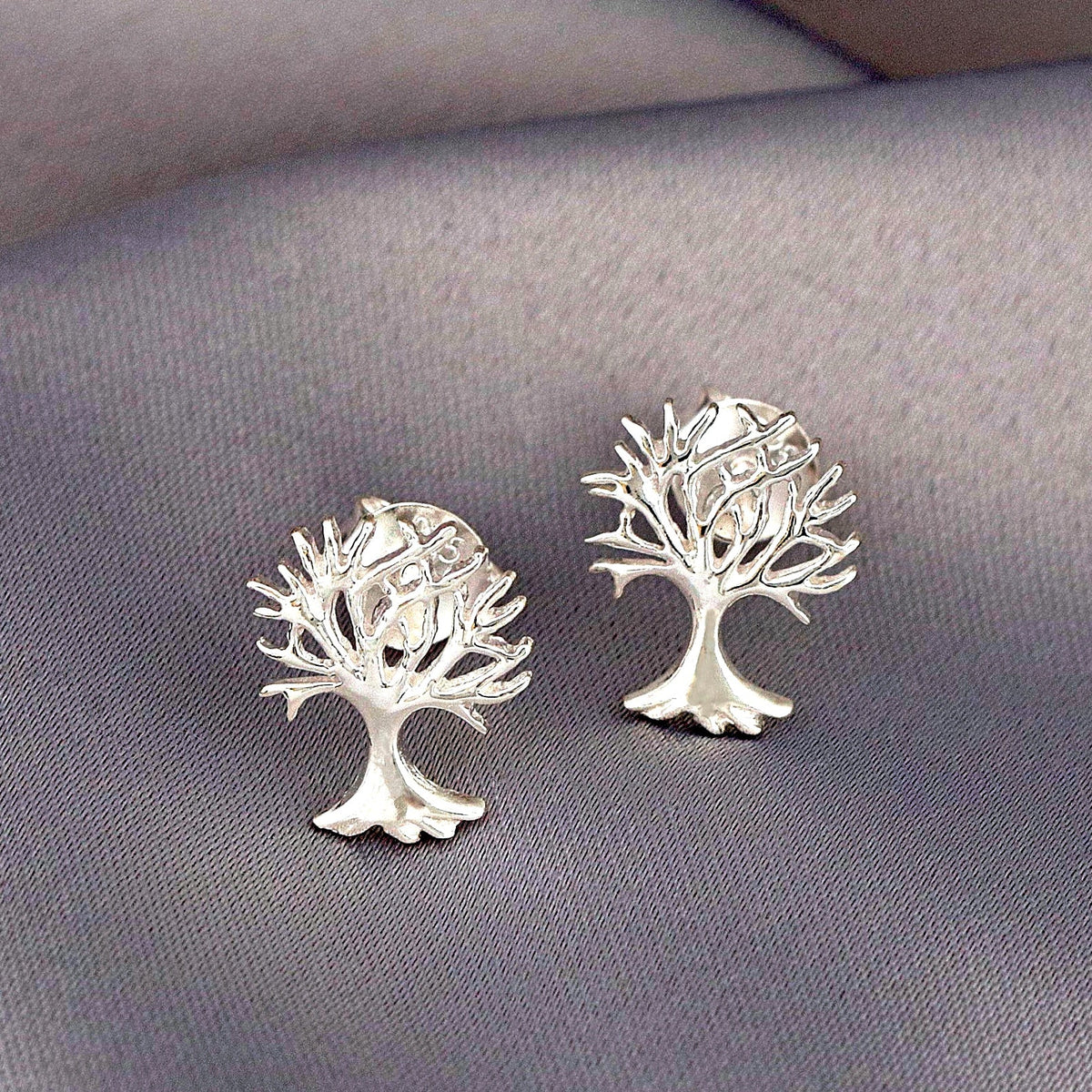 Tree of Life Mini Stud Earrings - 925 Sterling Silver - OHR925-124