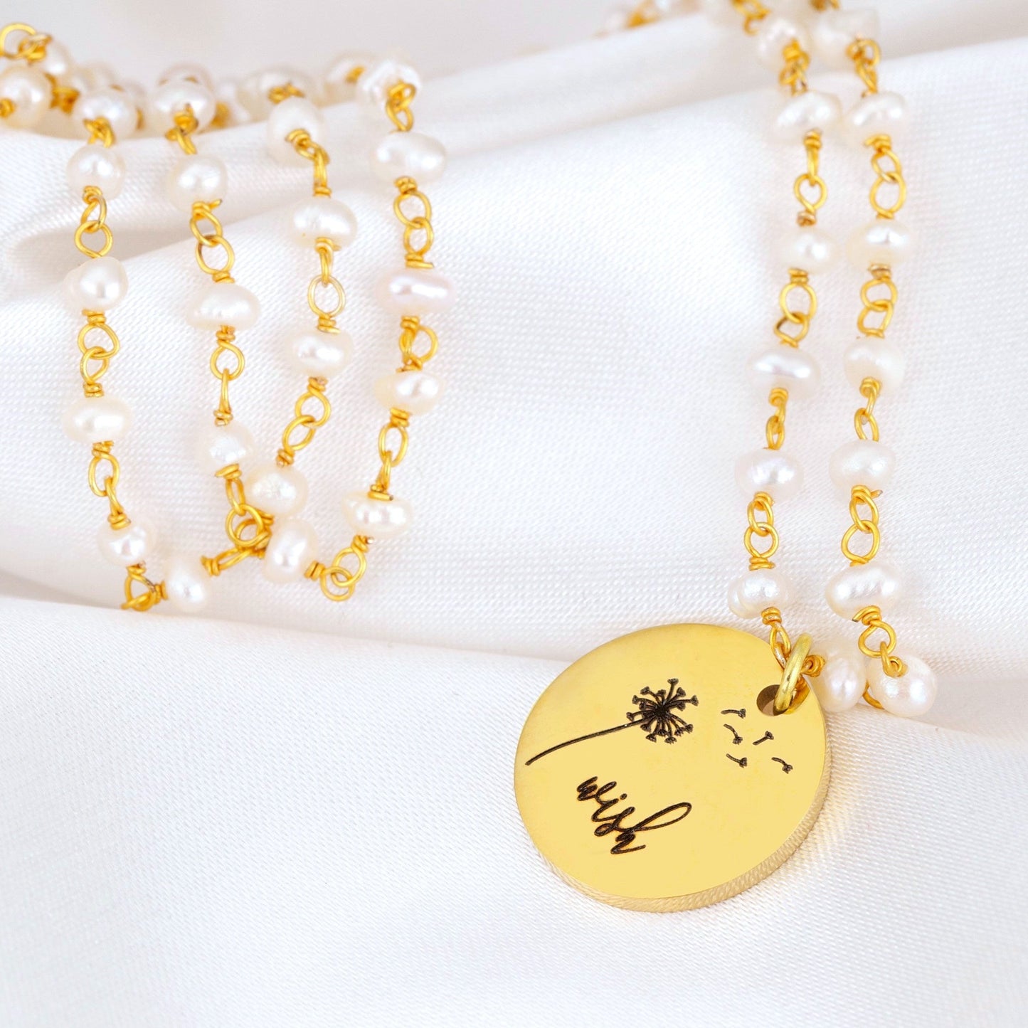 Personalized Necklace with Freshwater Pearls and Engraving Service